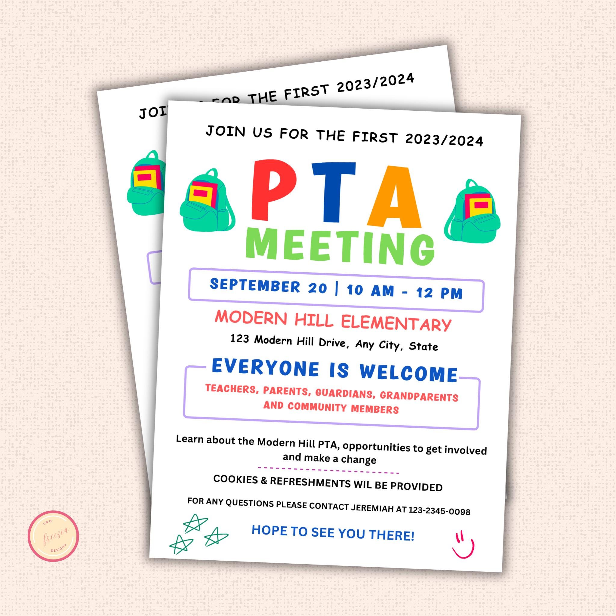 September PTO Monthly Meetings Flyer Template