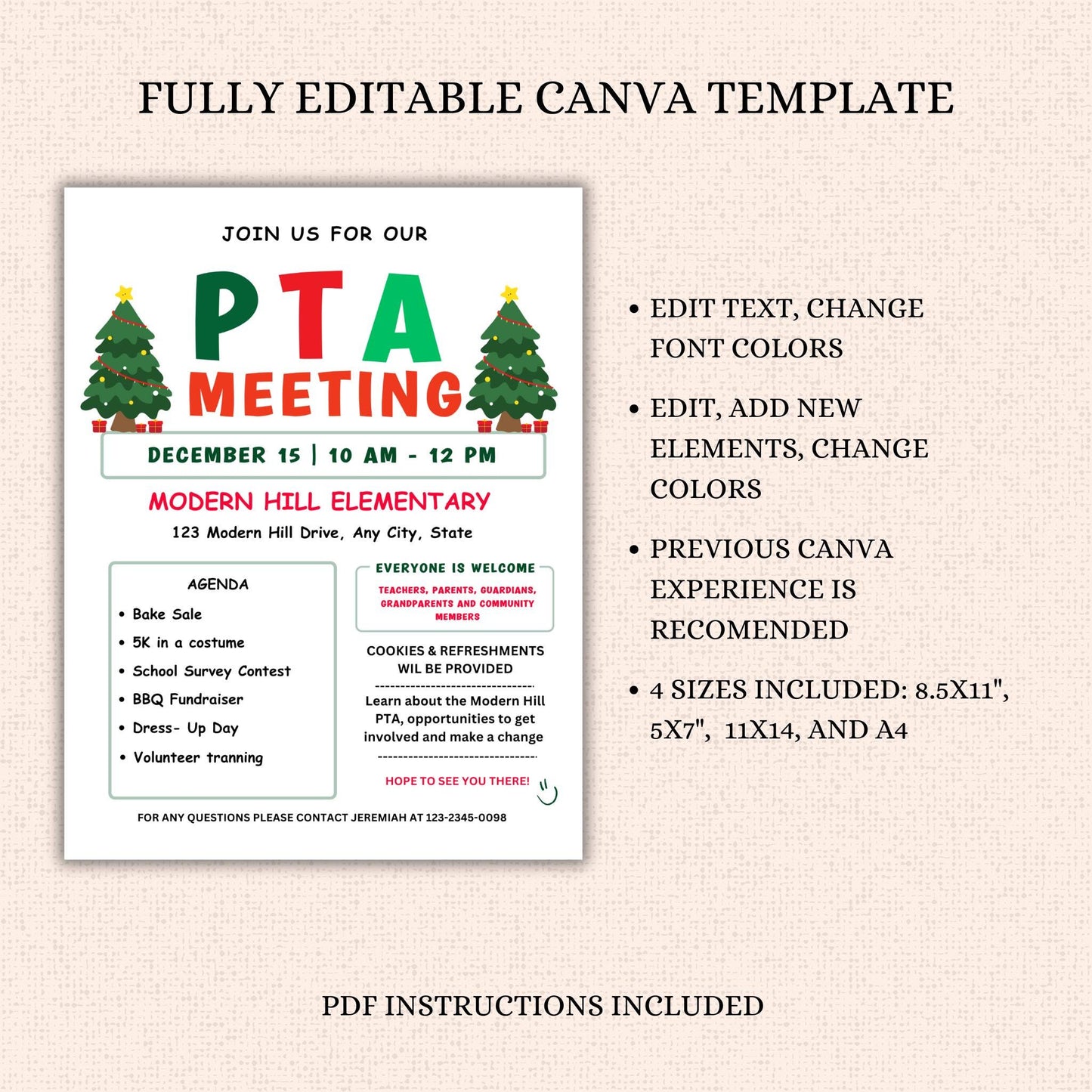 December PTO Monthly Meetings Flyer Template