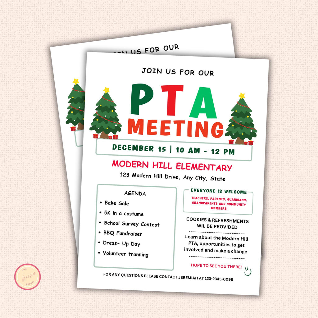 December PTO Monthly Meetings Flyer Template