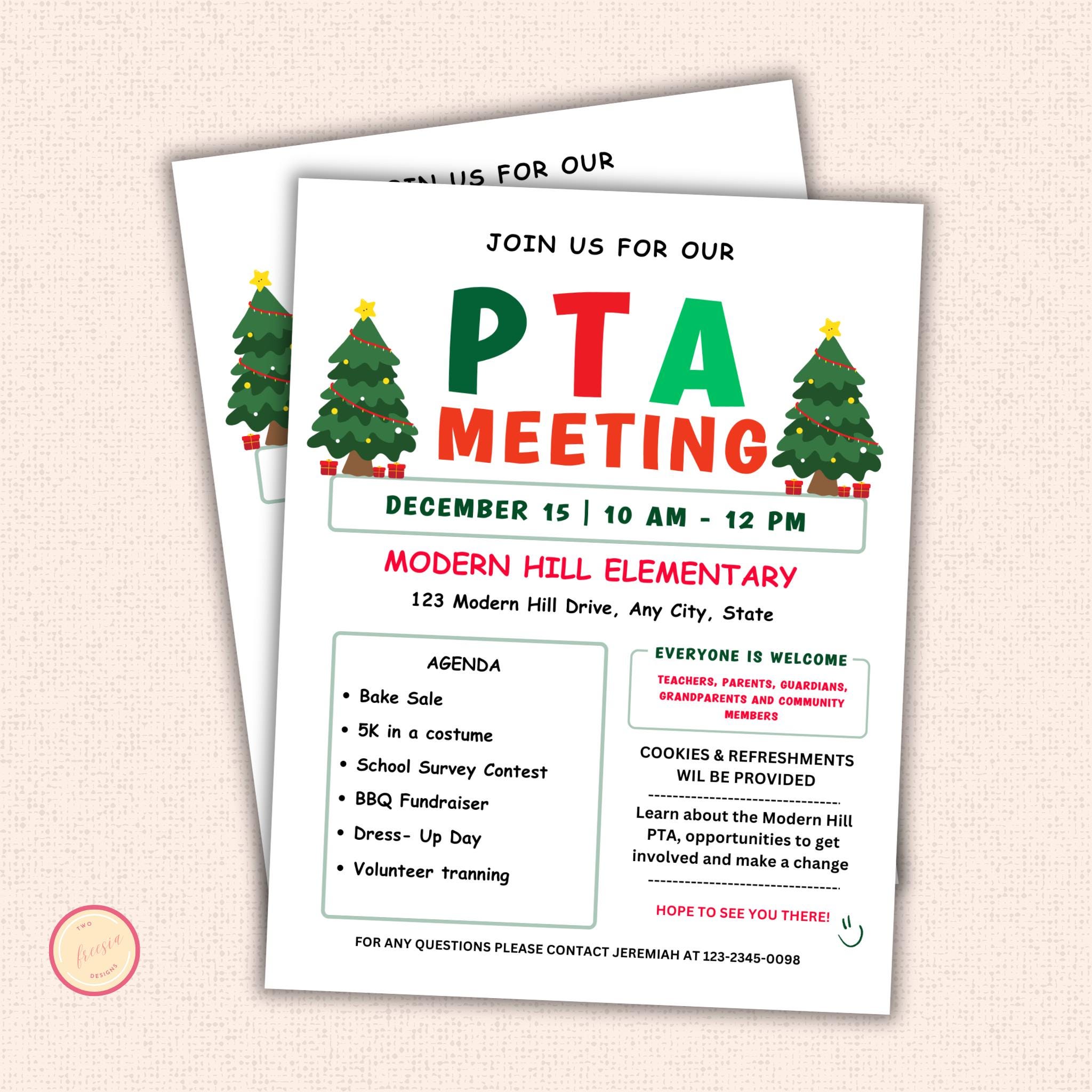 December PTO Monthly Meetings Flyer Template