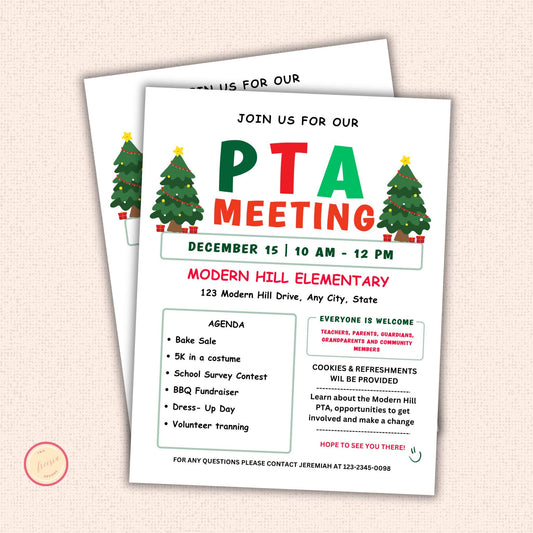 December PTO Monthly Meetings Flyer Template