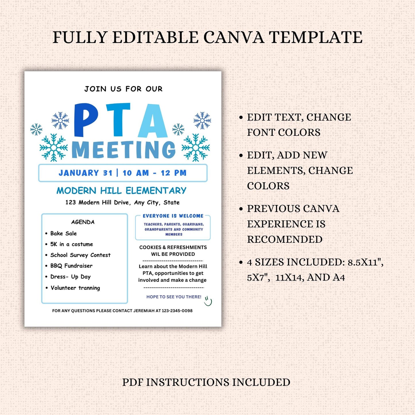 January PTO Monthly Meetings Flyer Template