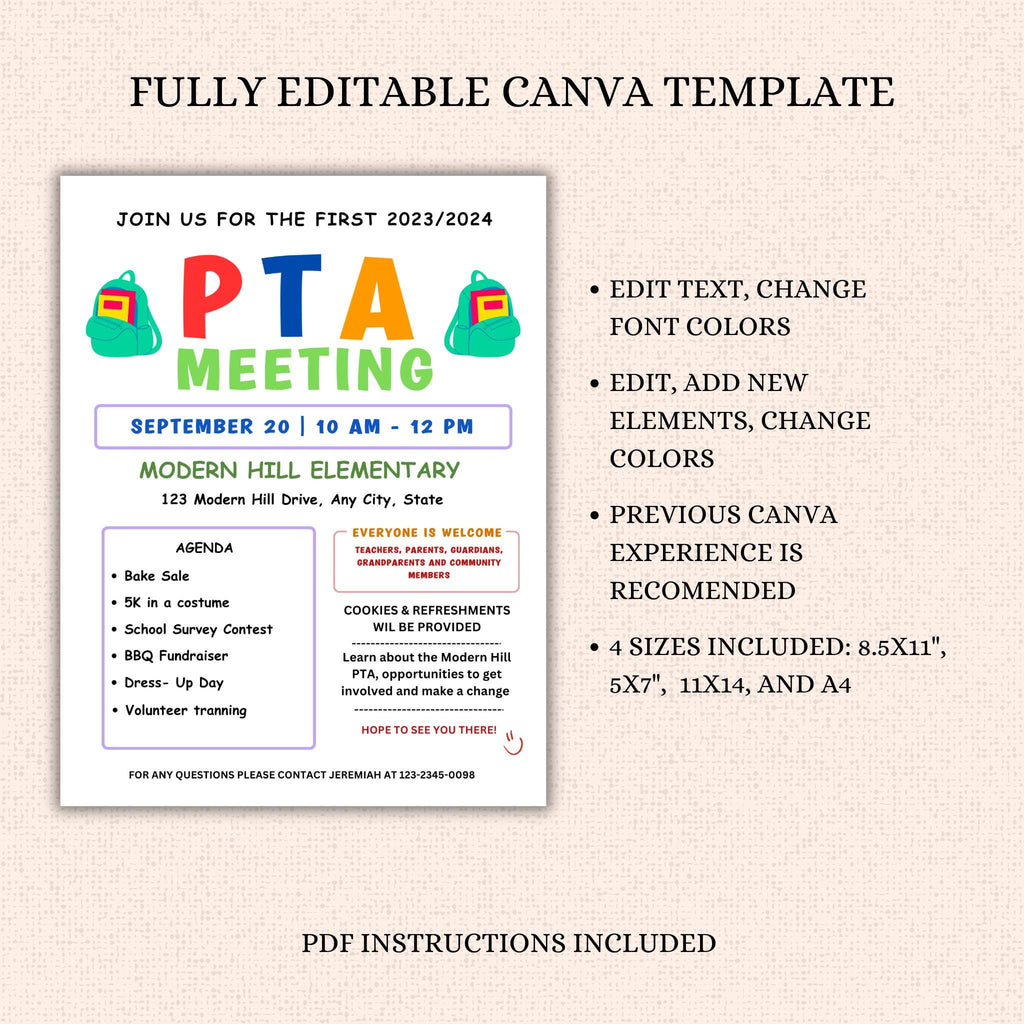 September PTO Monthly Meetings Flyer Template