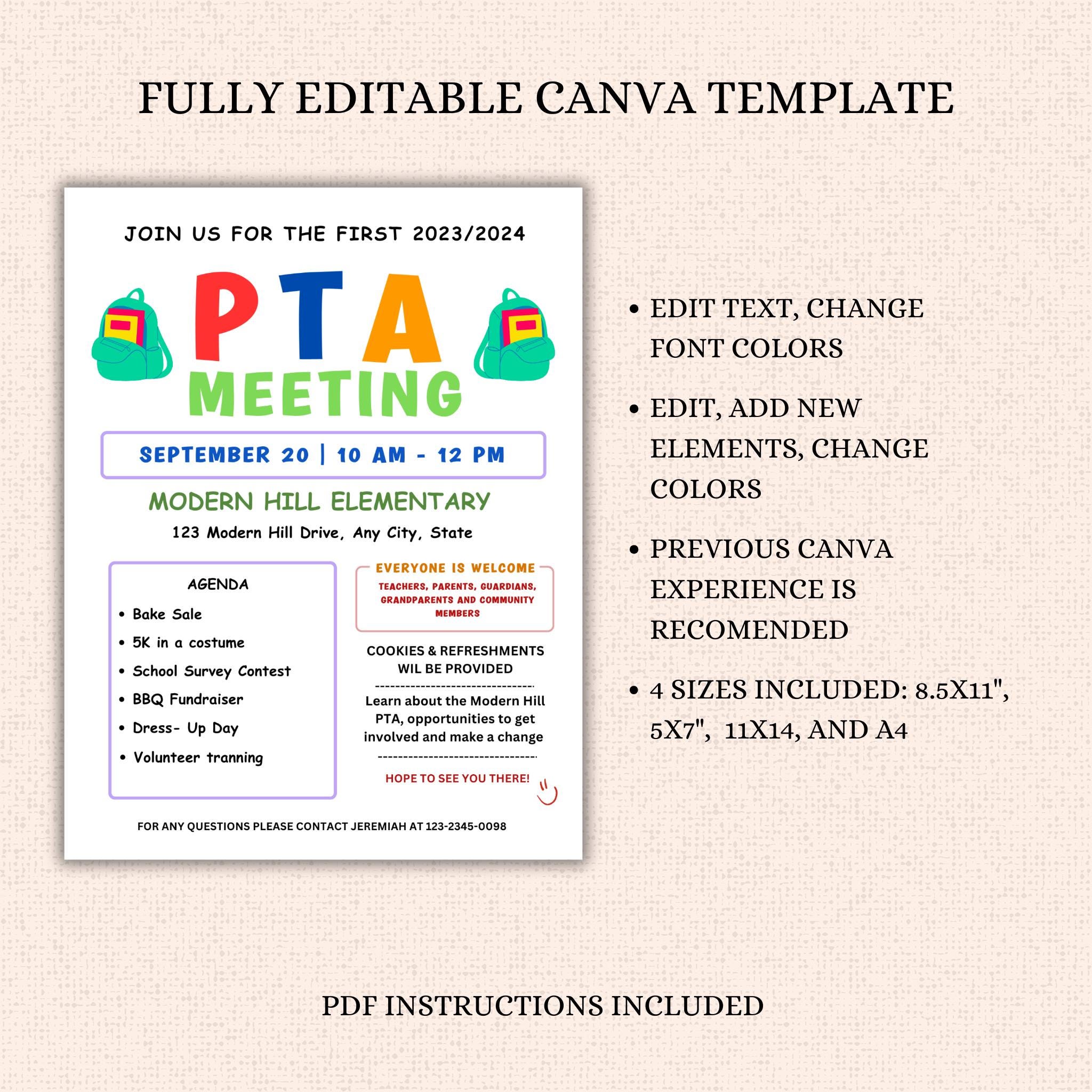 September PTO Monthly Meetings Flyer Template