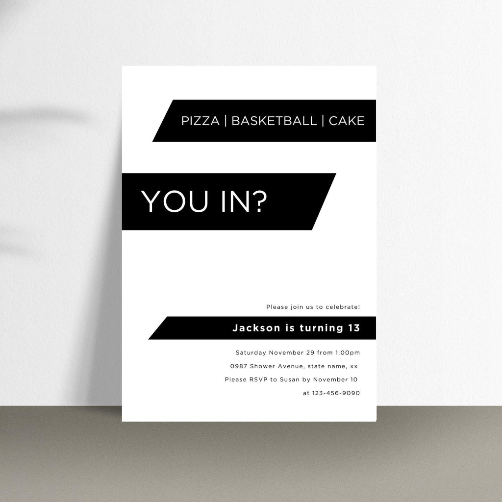 You in? Birthday Invitation | Preteen and Teen Boy Birthday Invite