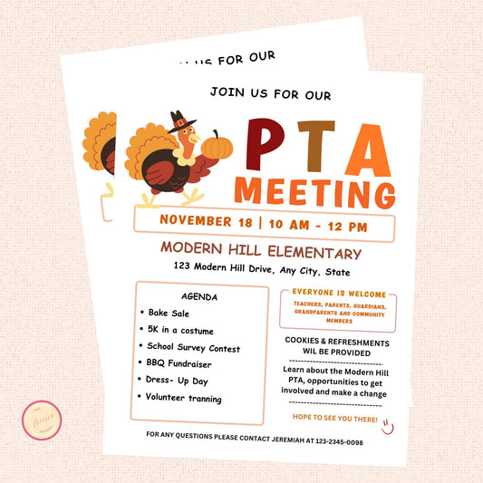 November PTO Monthly Meetings Flyer Template