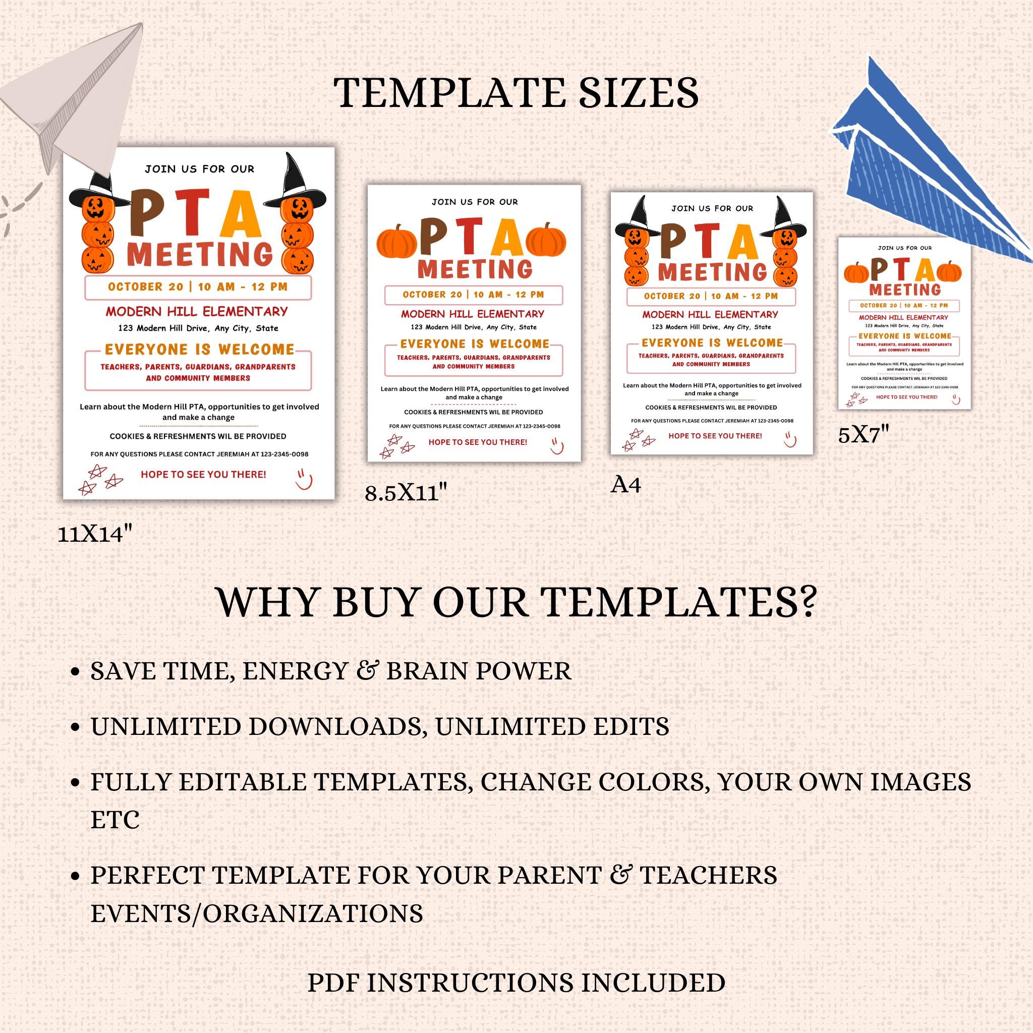 October PTA PTO Monthly Meetings Flyer Template