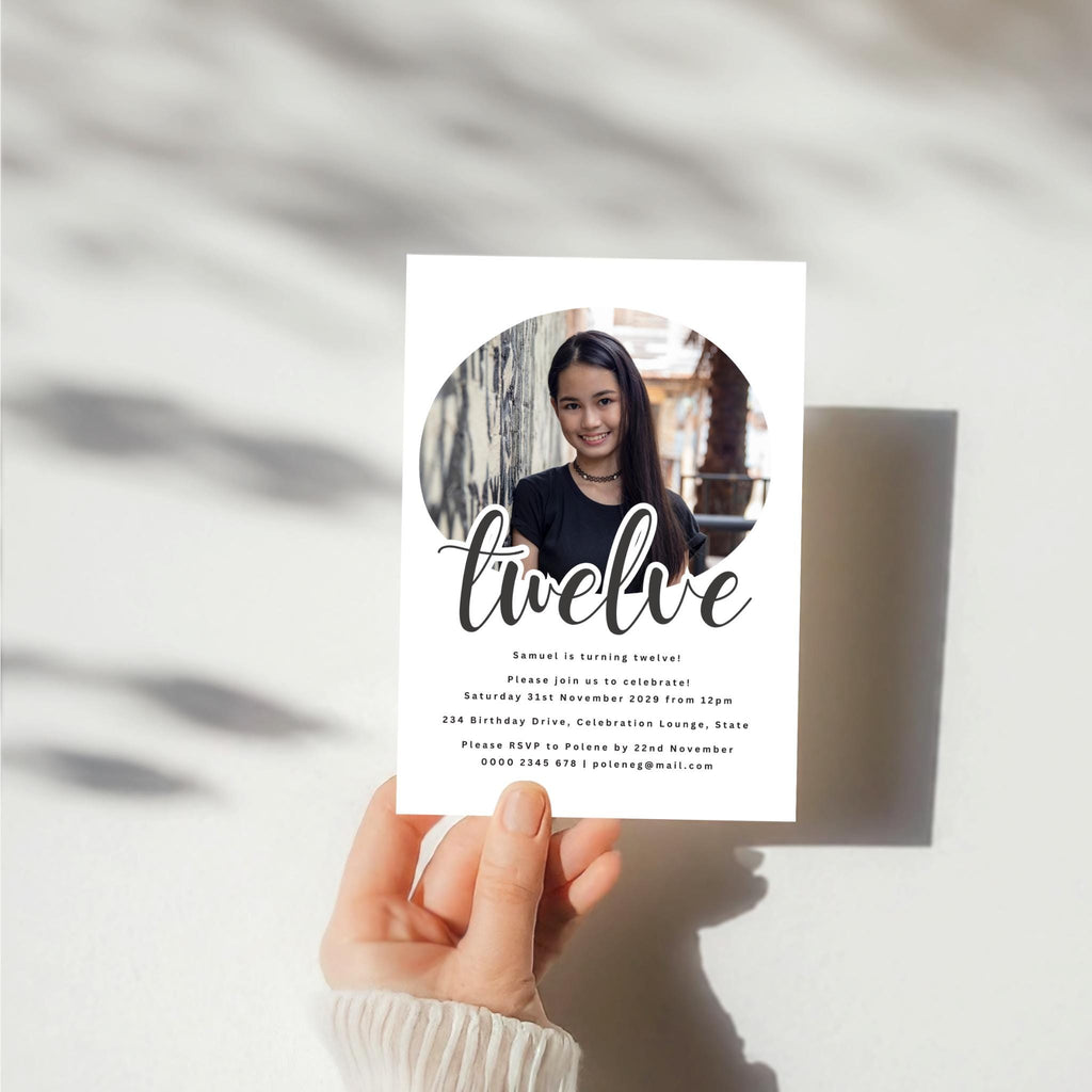 12th Birthday Photo Invitation Template