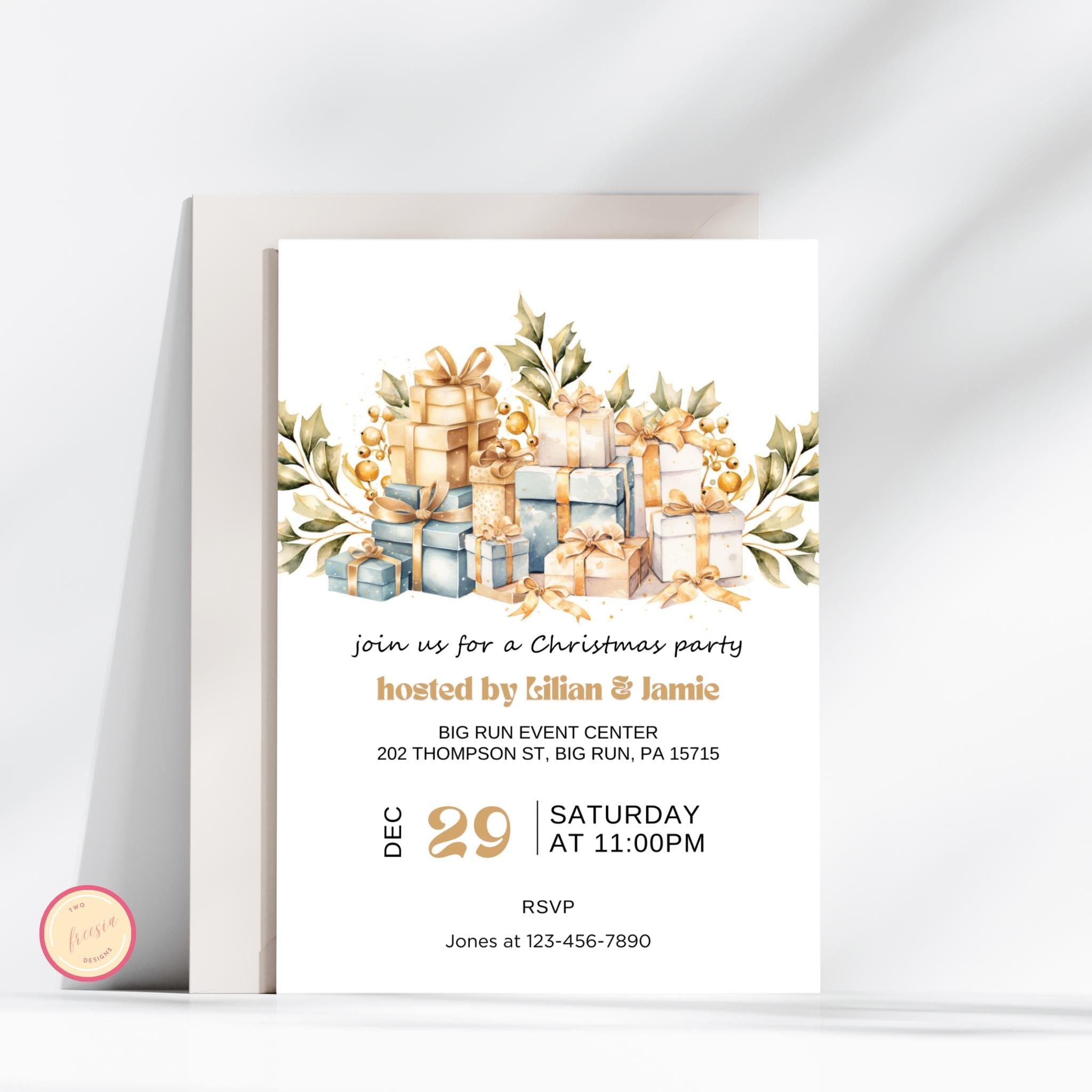 Gold Christmas Party Invitation