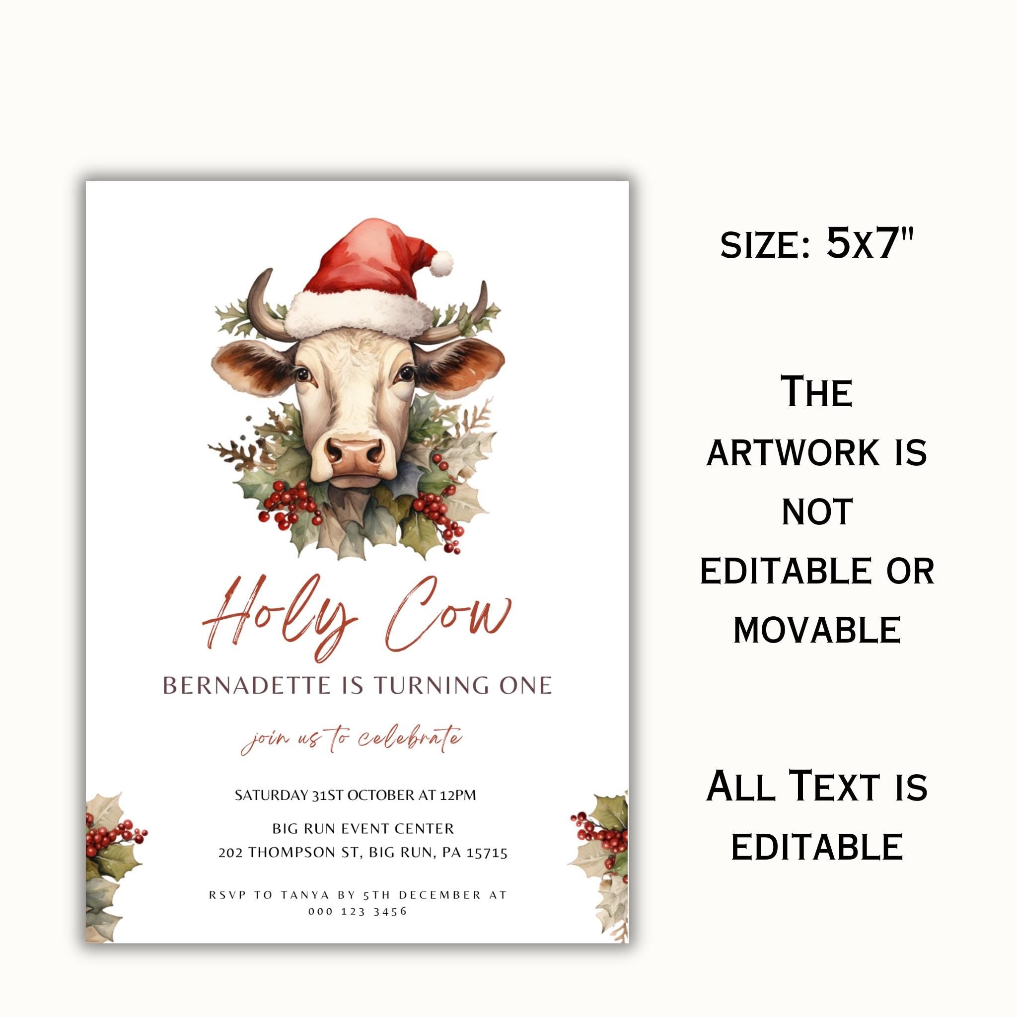Holy Cow Christmas Birthday Party Invitation