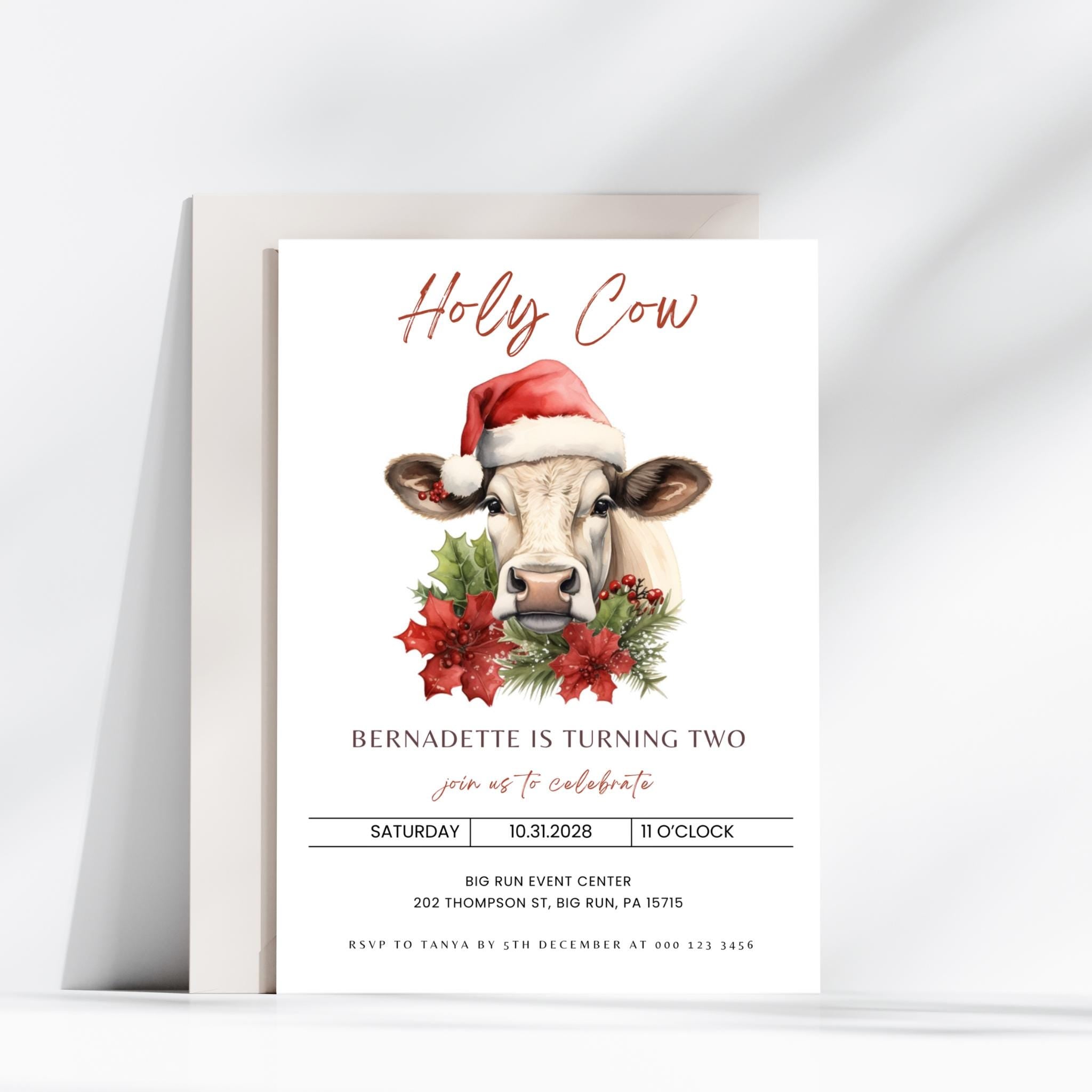 Holy Cow Christmas Birthday Invitation