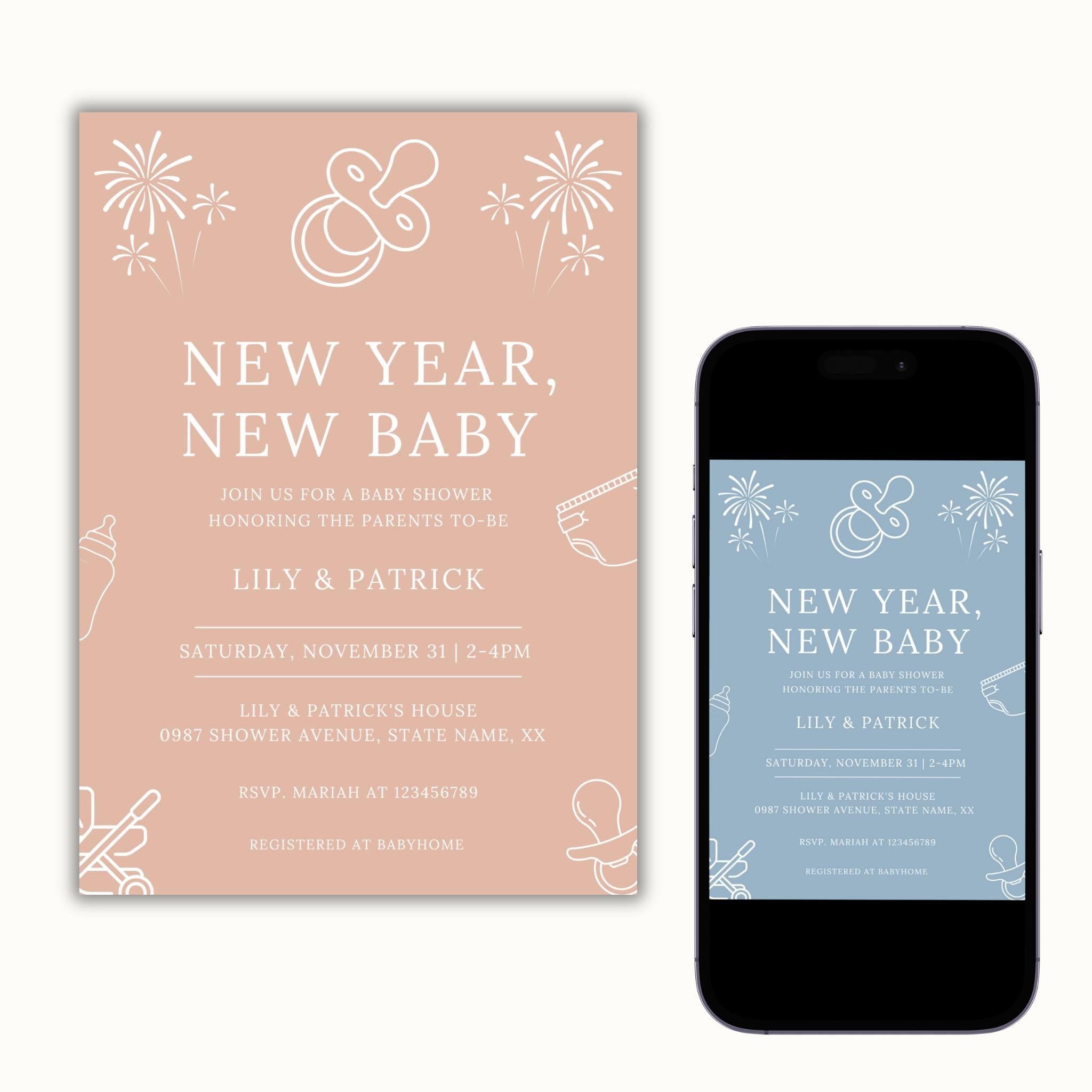 New Year, New Baby Shower Invitation Template