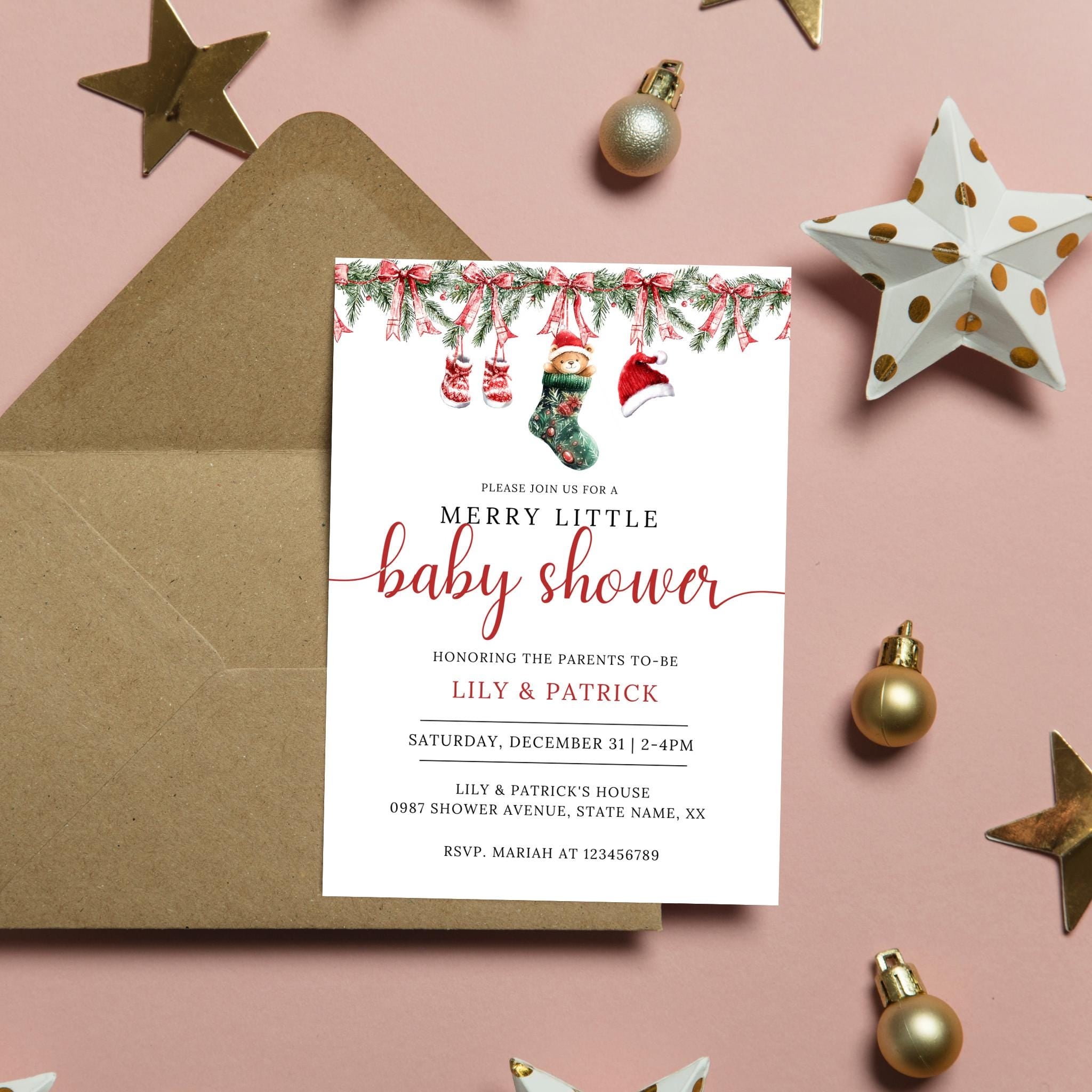 Merry Little Baby Shower Invitation