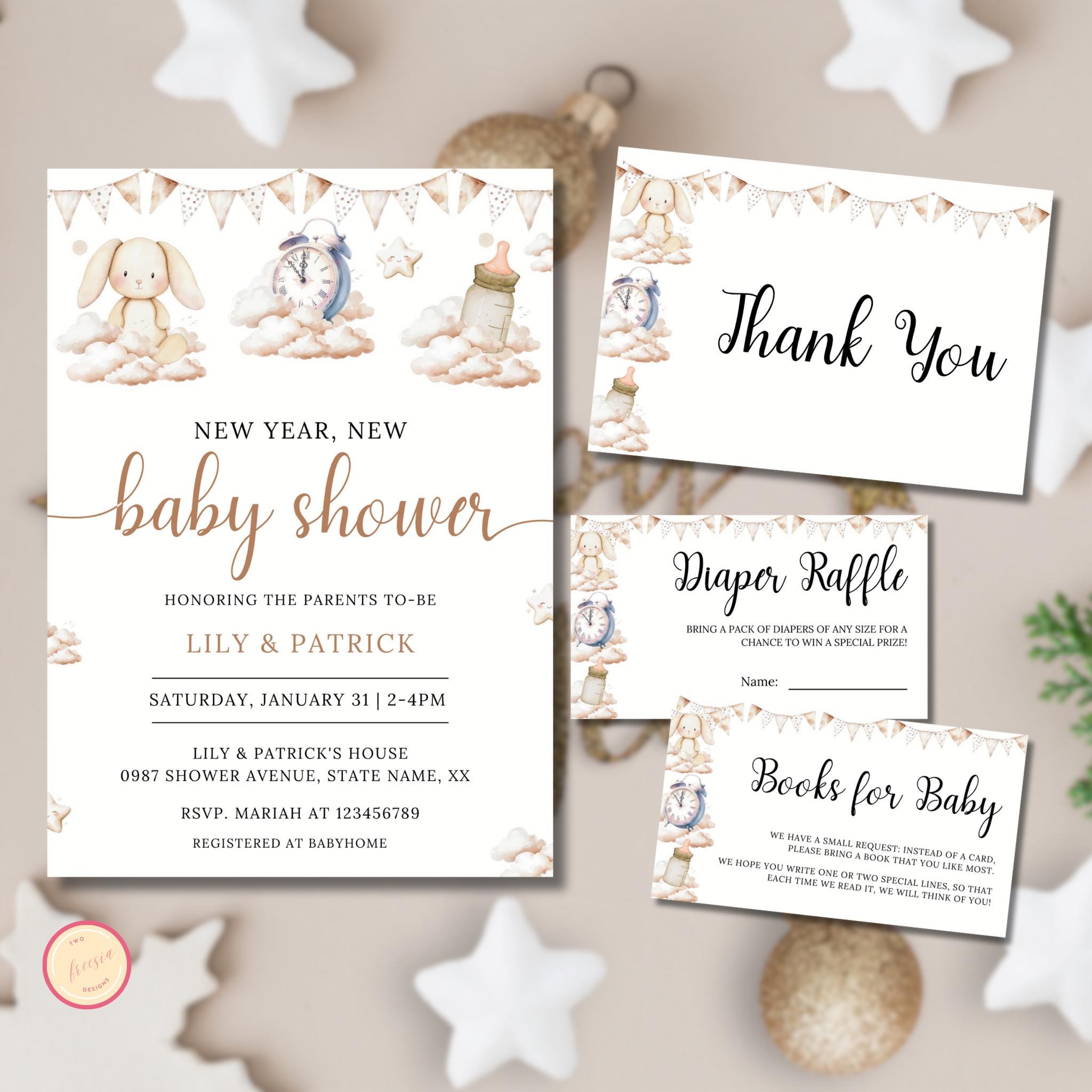 New Year, New Baby Shower Invitation Template Bundle