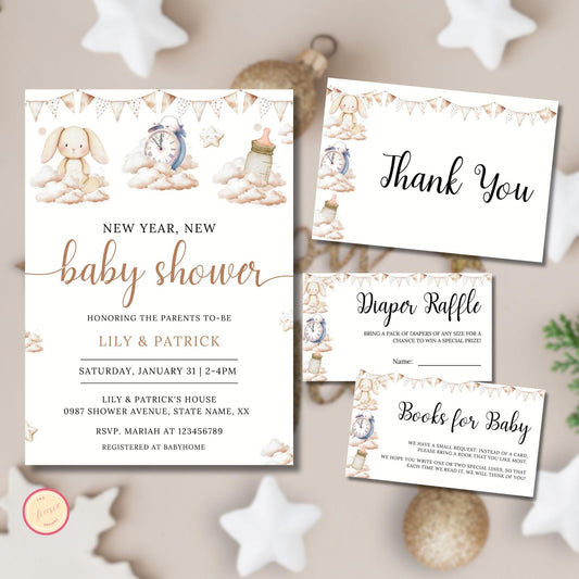 New Year, New Baby Shower Invitation Template Bundle
