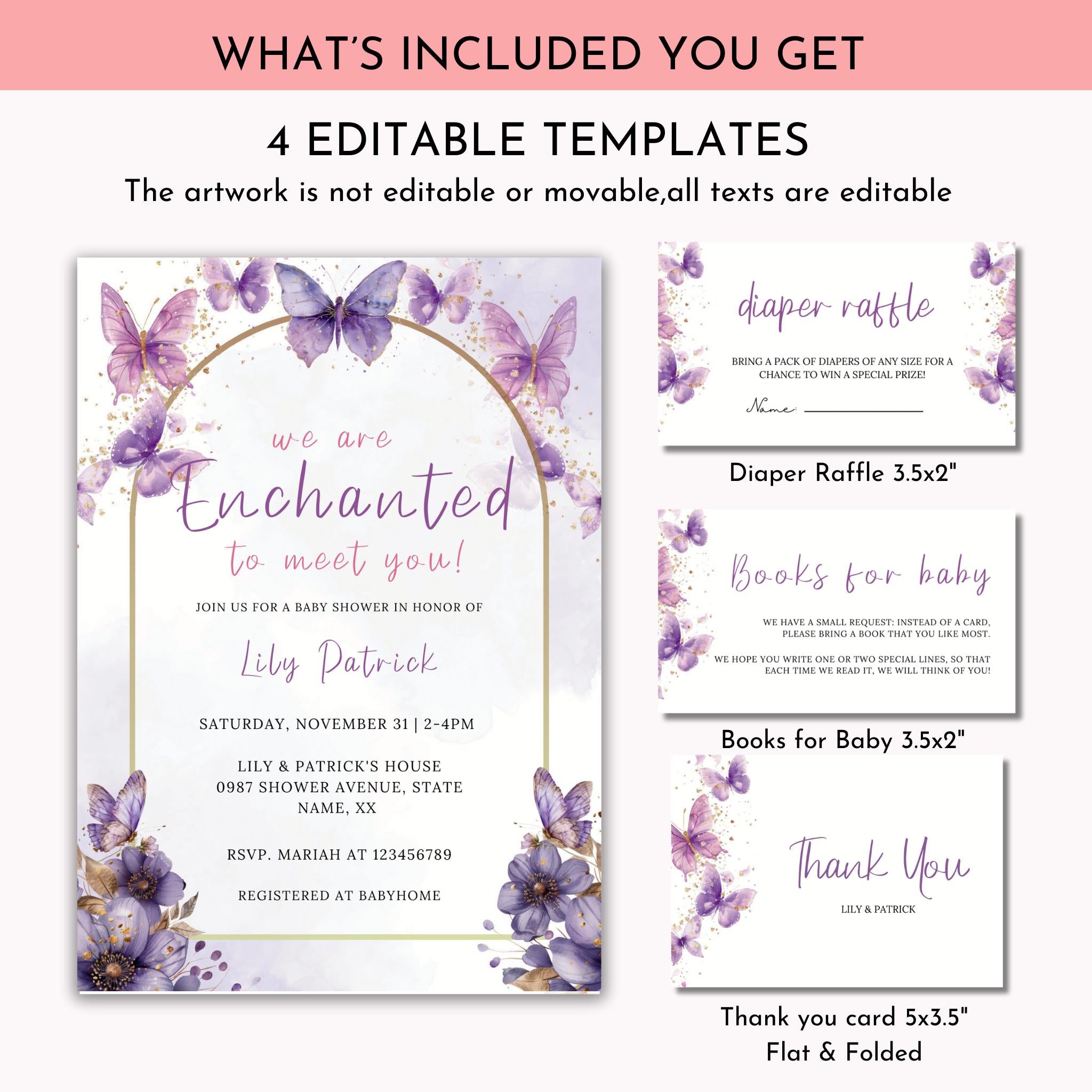 We are Enchanted to Meet You Baby Shower Invitation Bundle