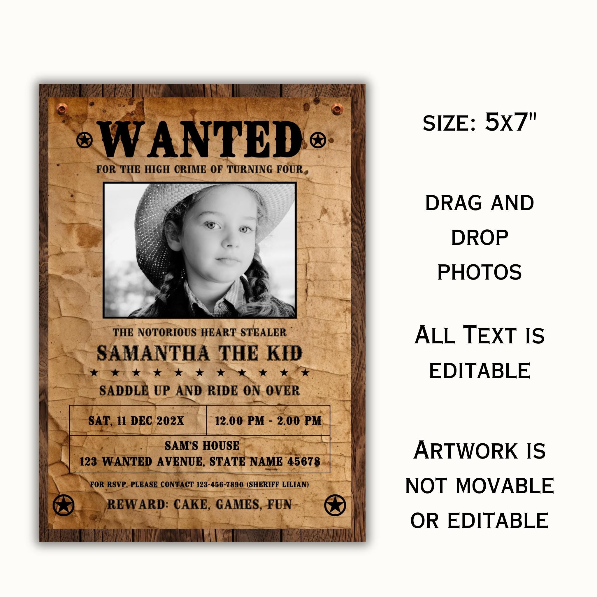 Wanted Poster Invitation Template
