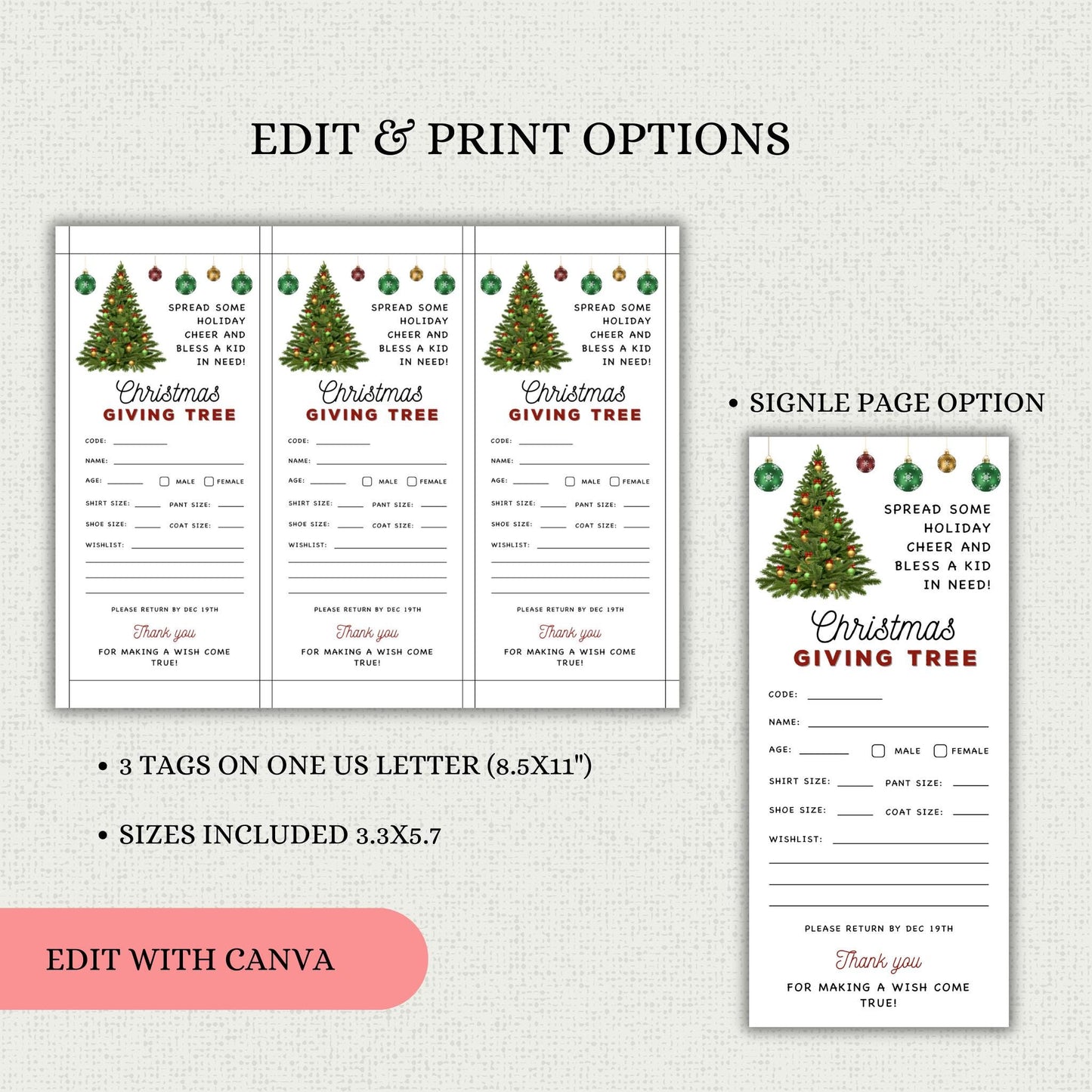 Christmas Giving Tree Tag Template