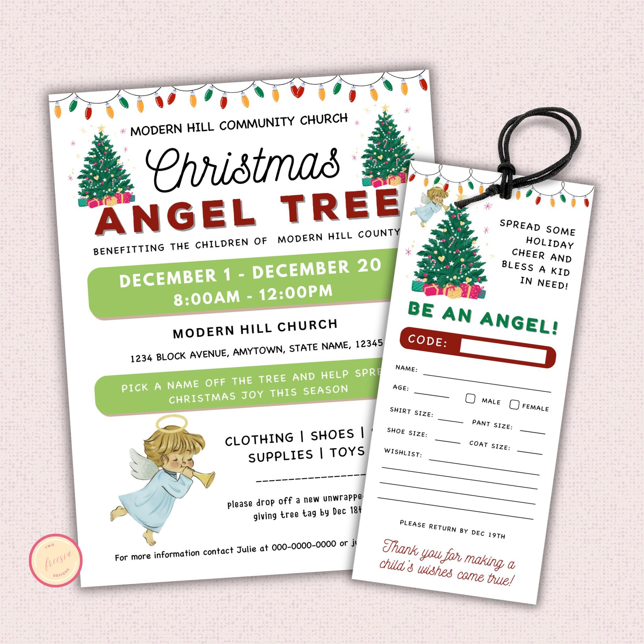 Christmas Angel Tree Fundraiser Flyer and Tags