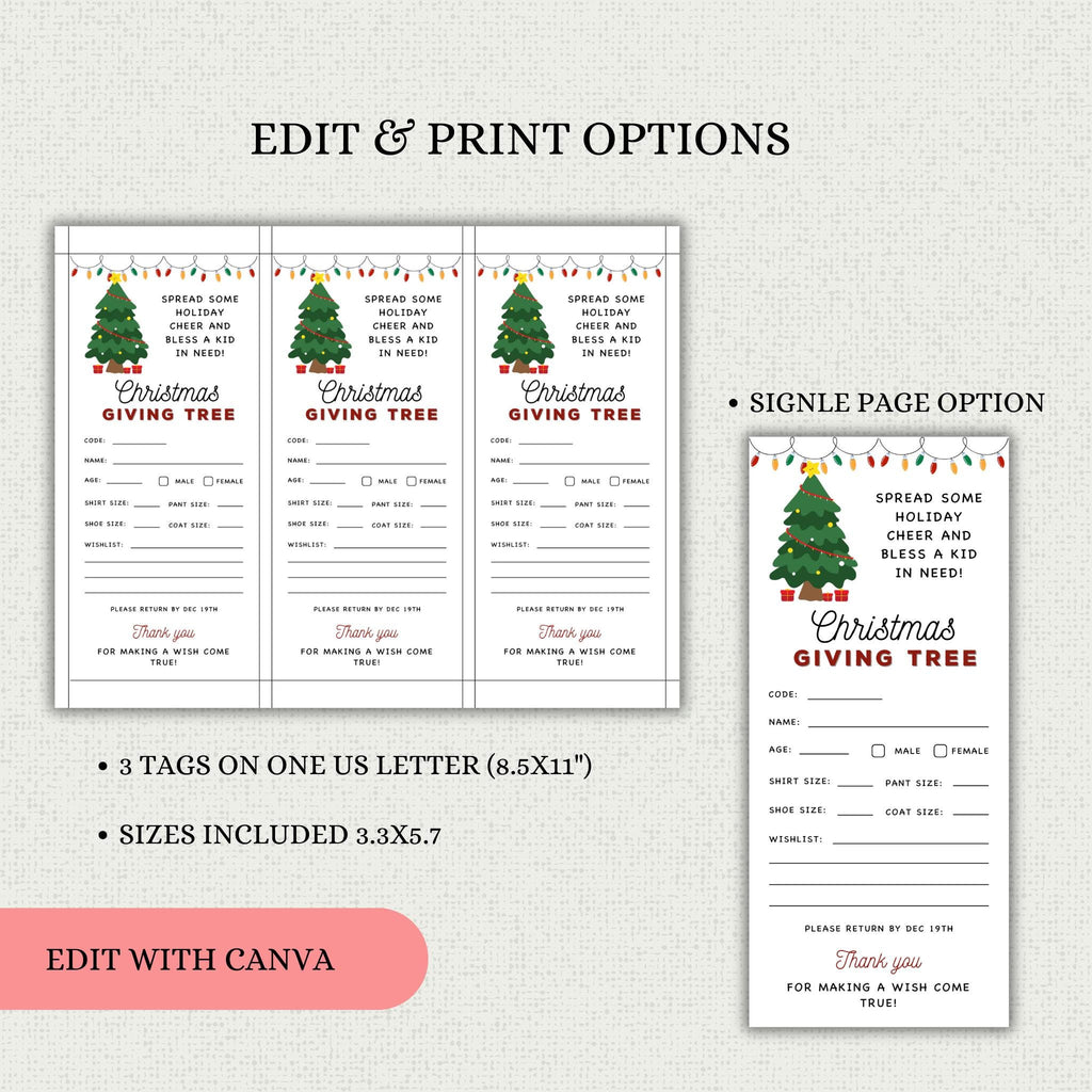 Christmas Giving Tree Tag Template