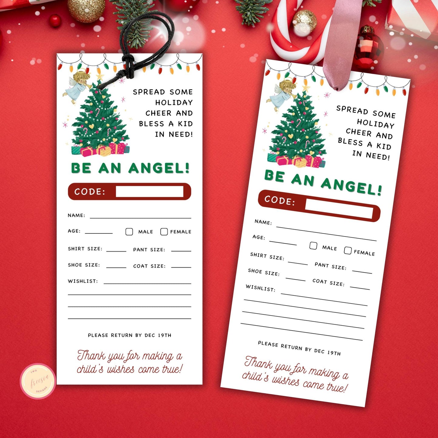Christmas Be An Angel Tag Template