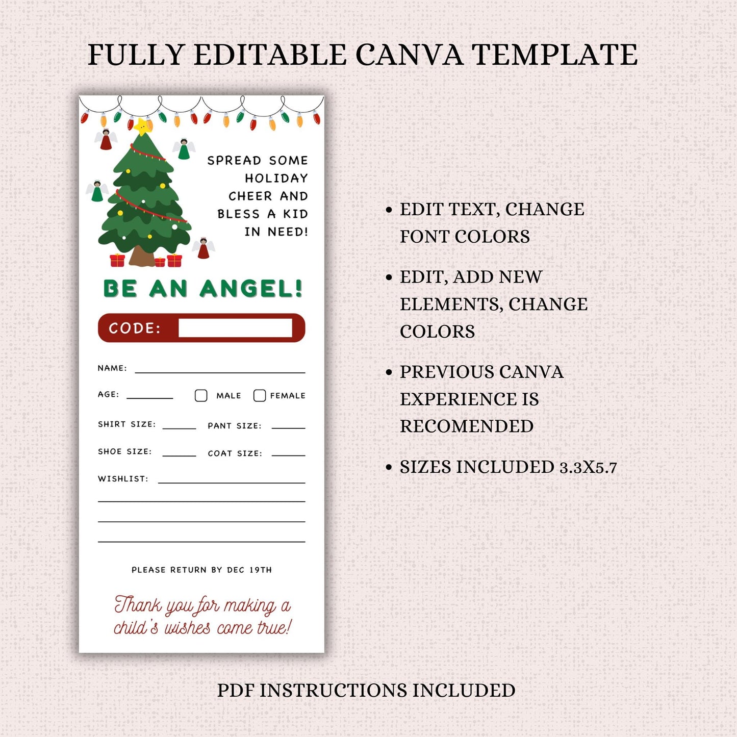 Christmas  Angel Tree Gift Tags