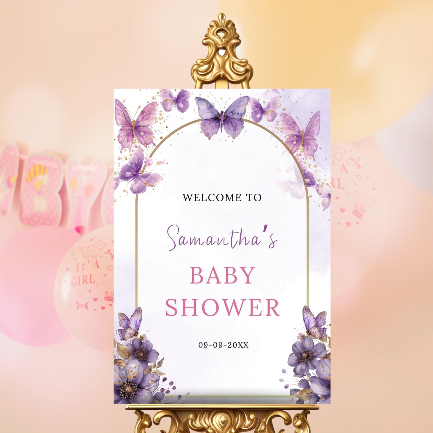 Butterfly Baby Shower Welcome Sign