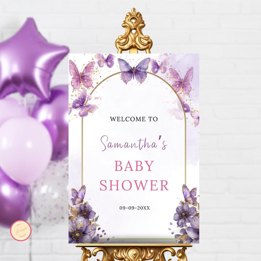 Butterfly Baby Shower Welcome Sign