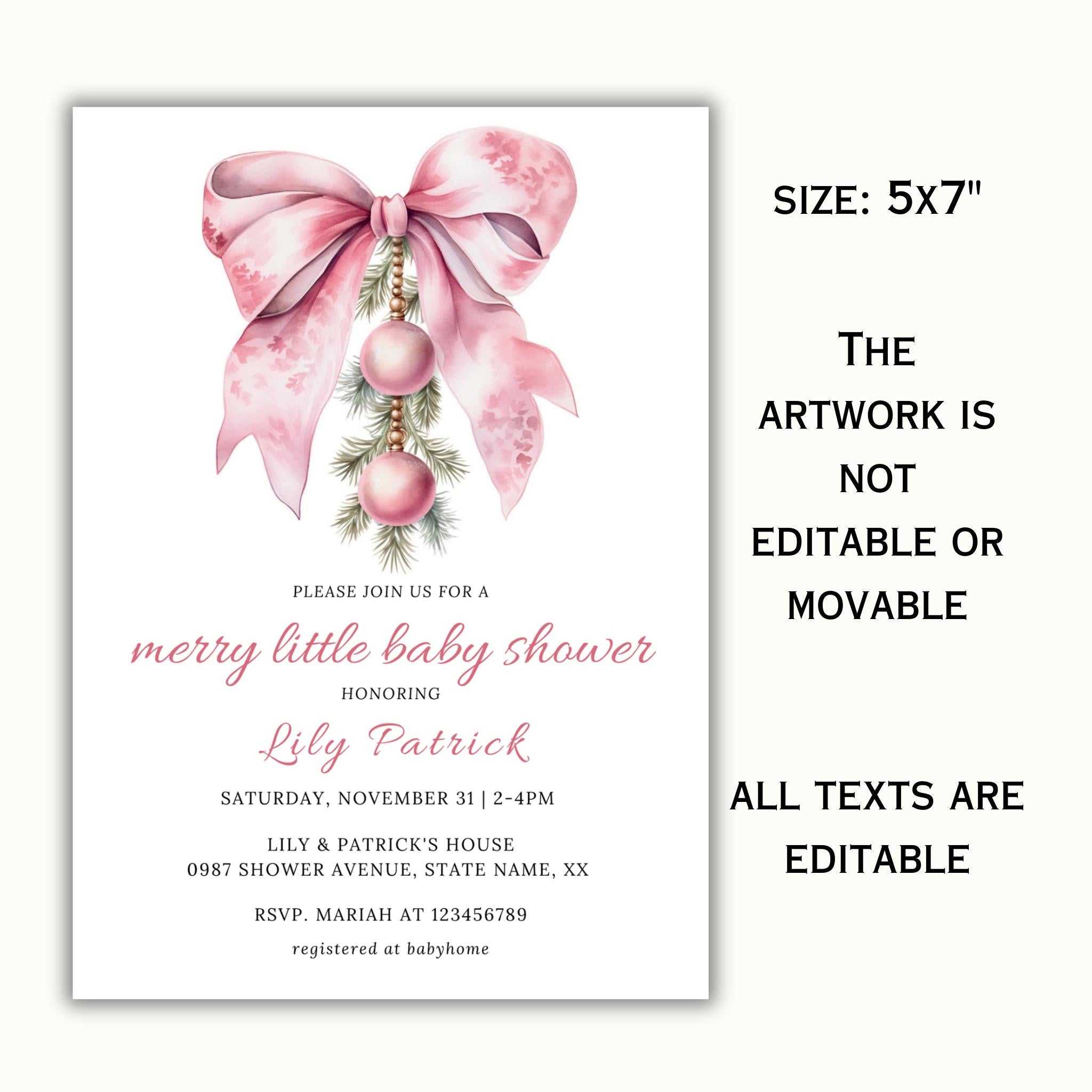 Merry Little Baby Shower Invitation | Pink