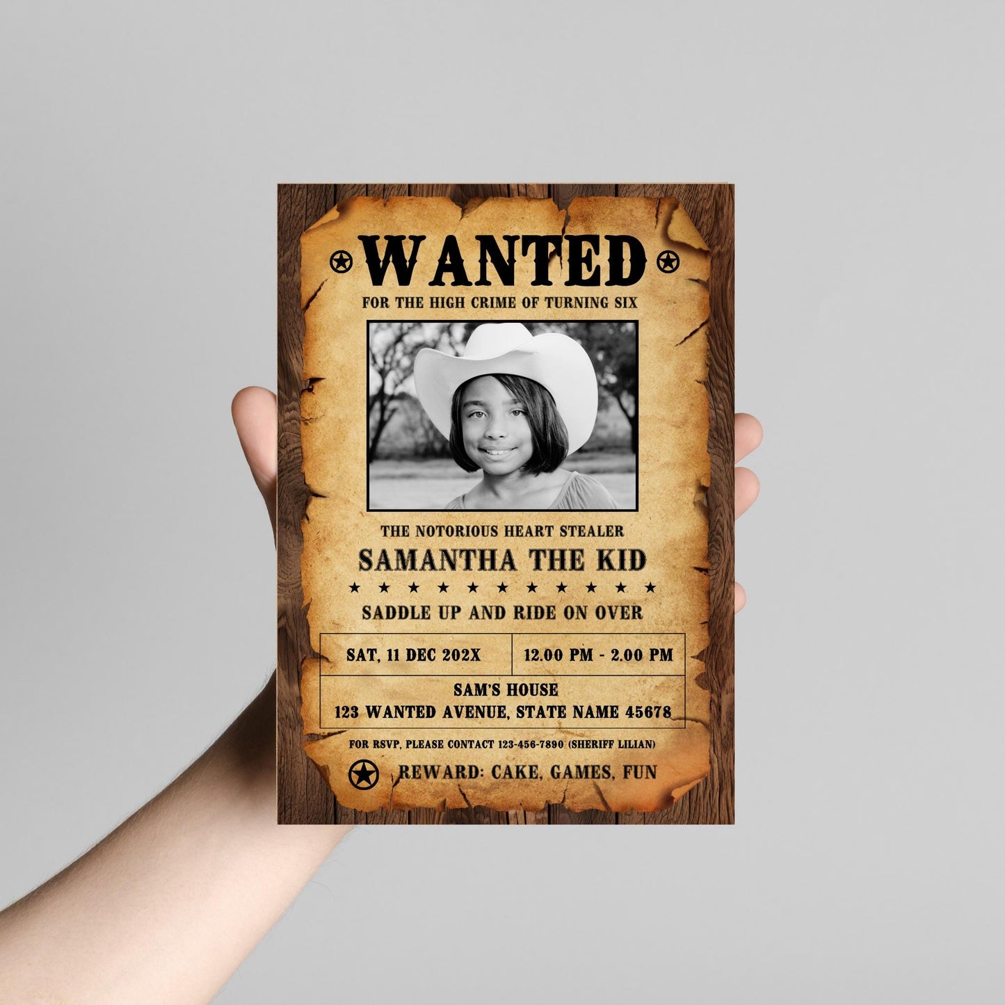 Wanted Poster Invitation Template with Photo