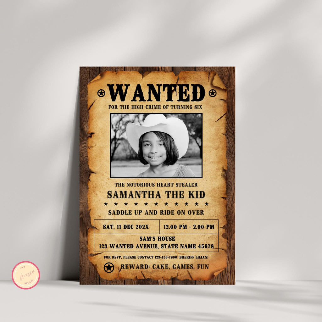 Wanted Poster Invitation Template with Photo