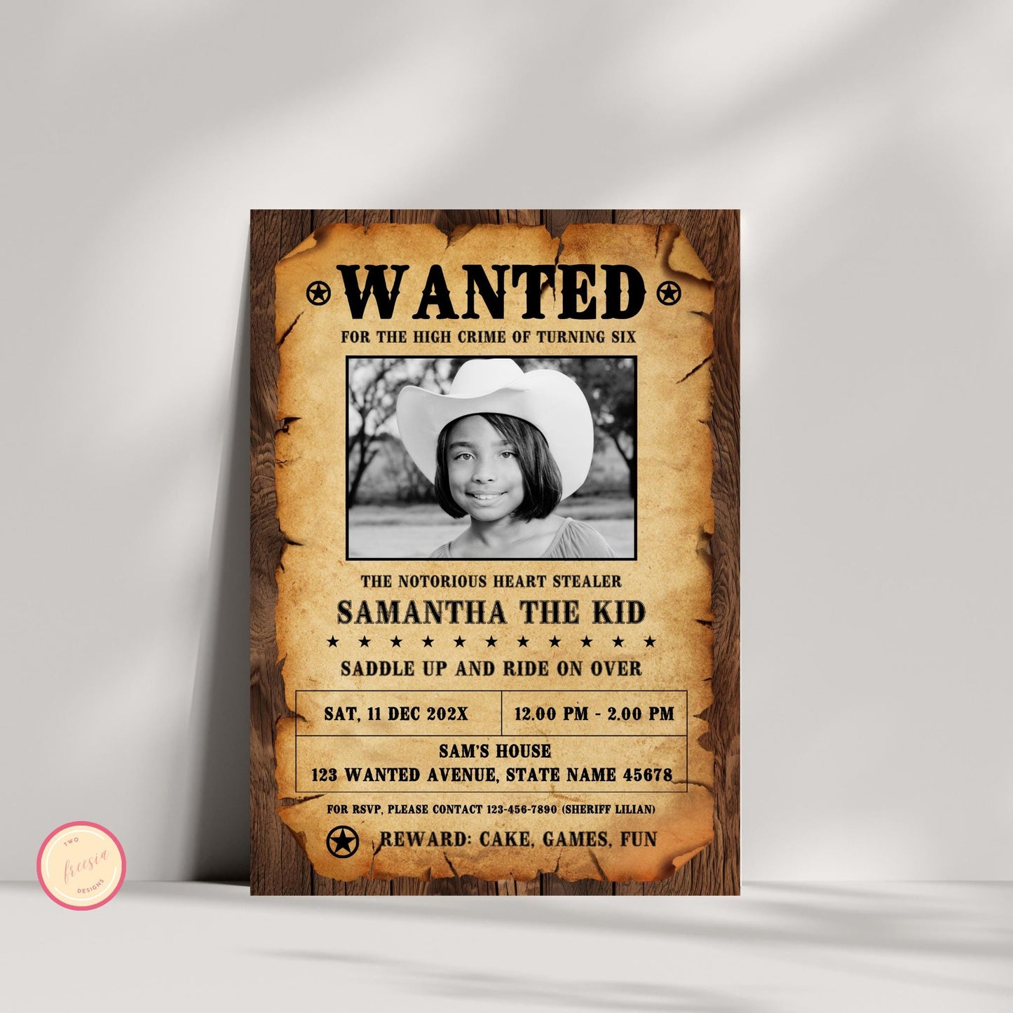 Wanted Poster Invitation Template with Photo