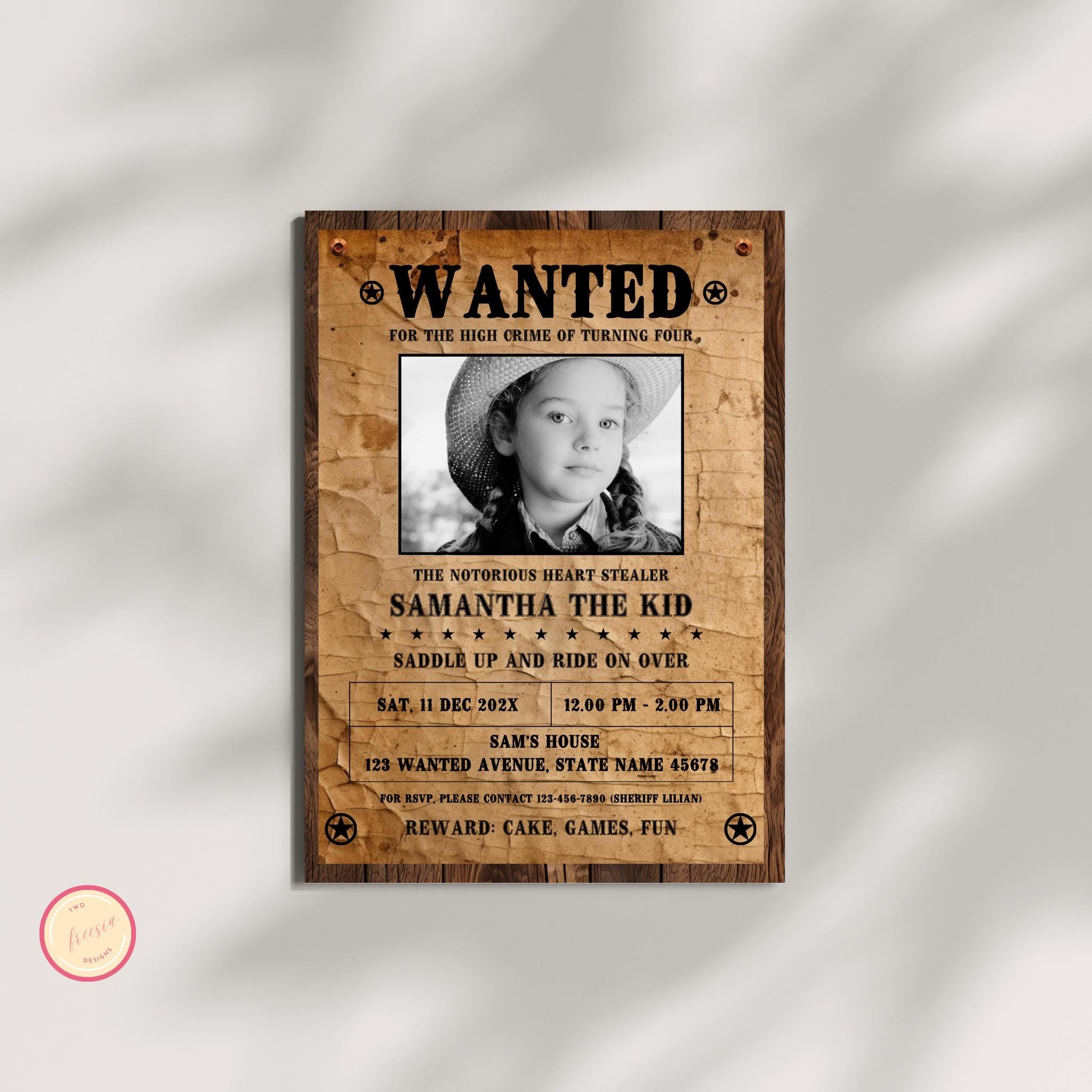 Wanted Poster Invitation Template