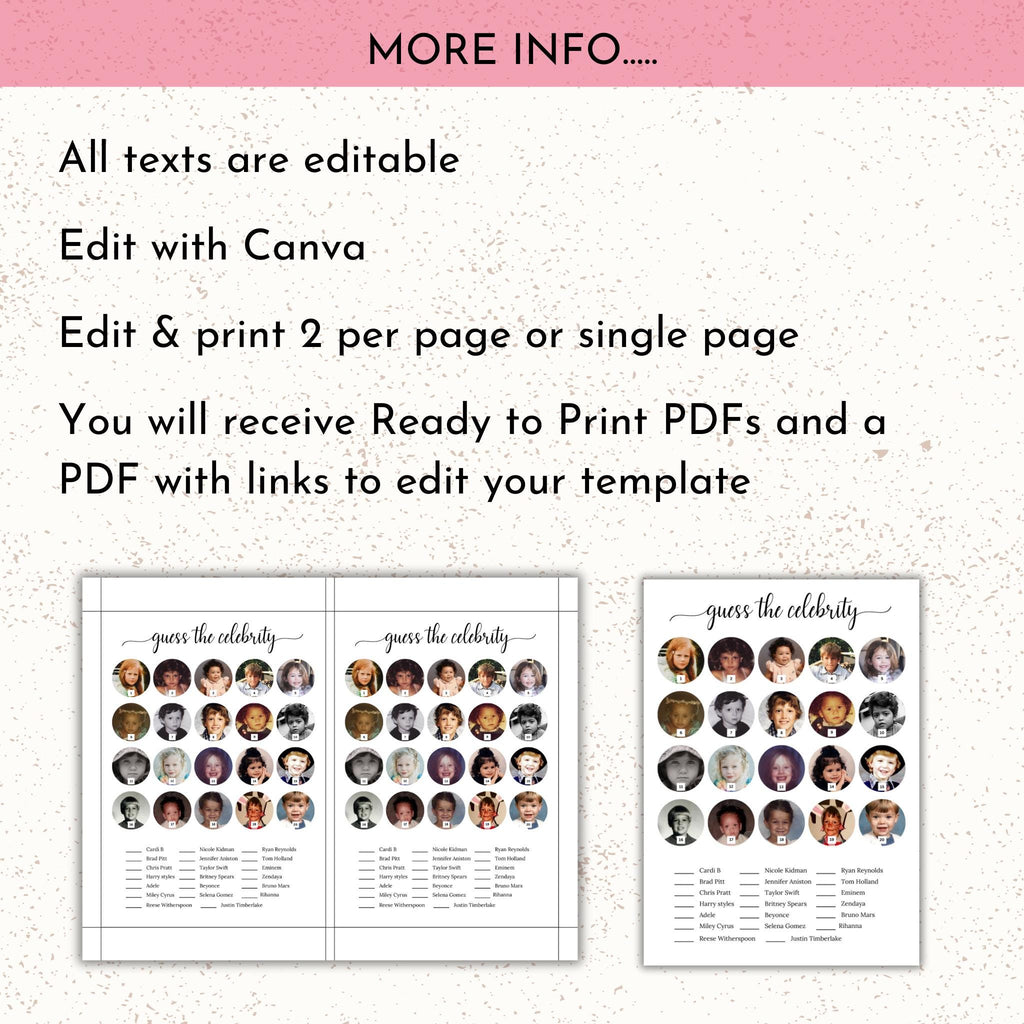 Guess The Celebrity Baby Shower Game