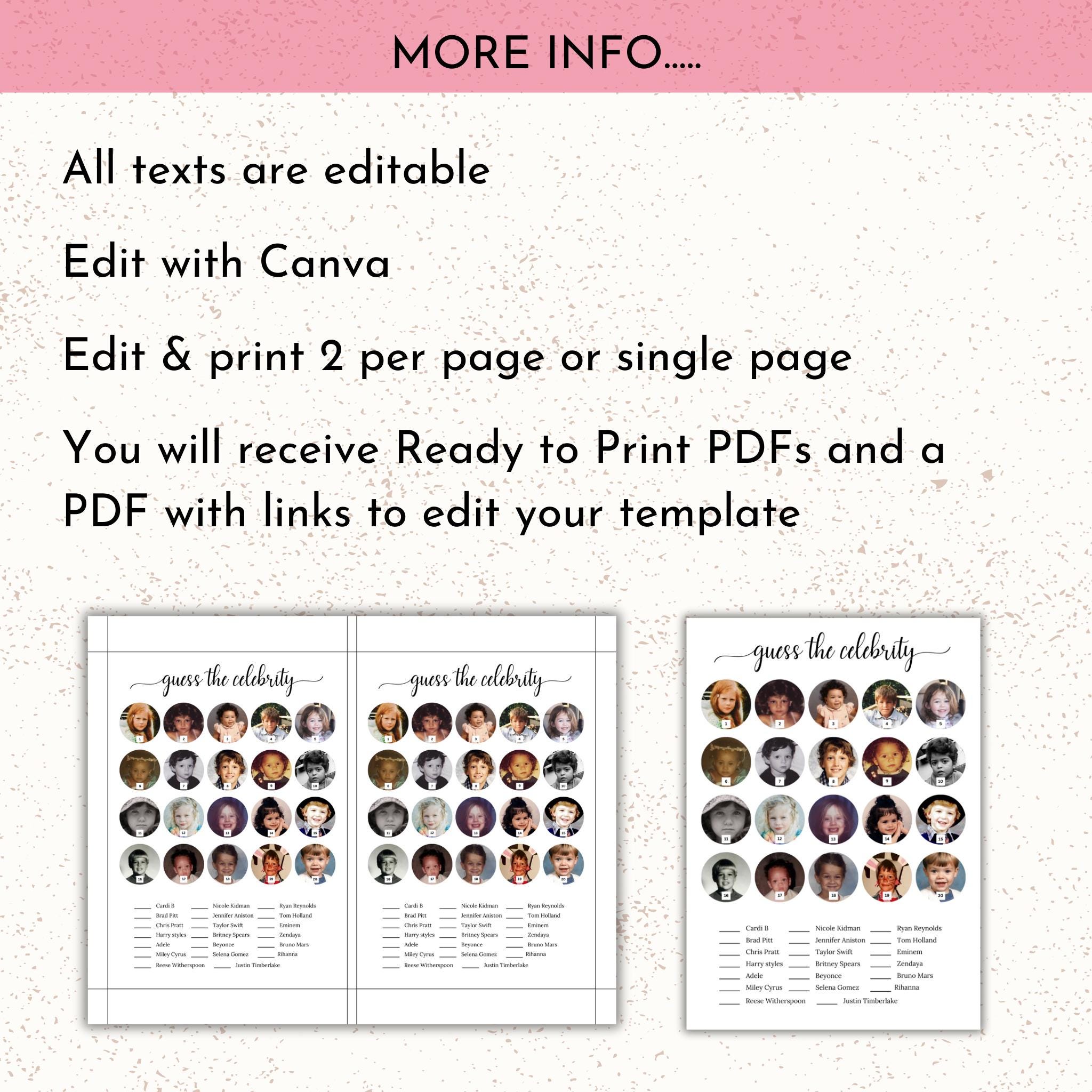 Guess The Celebrity Baby Shower Game