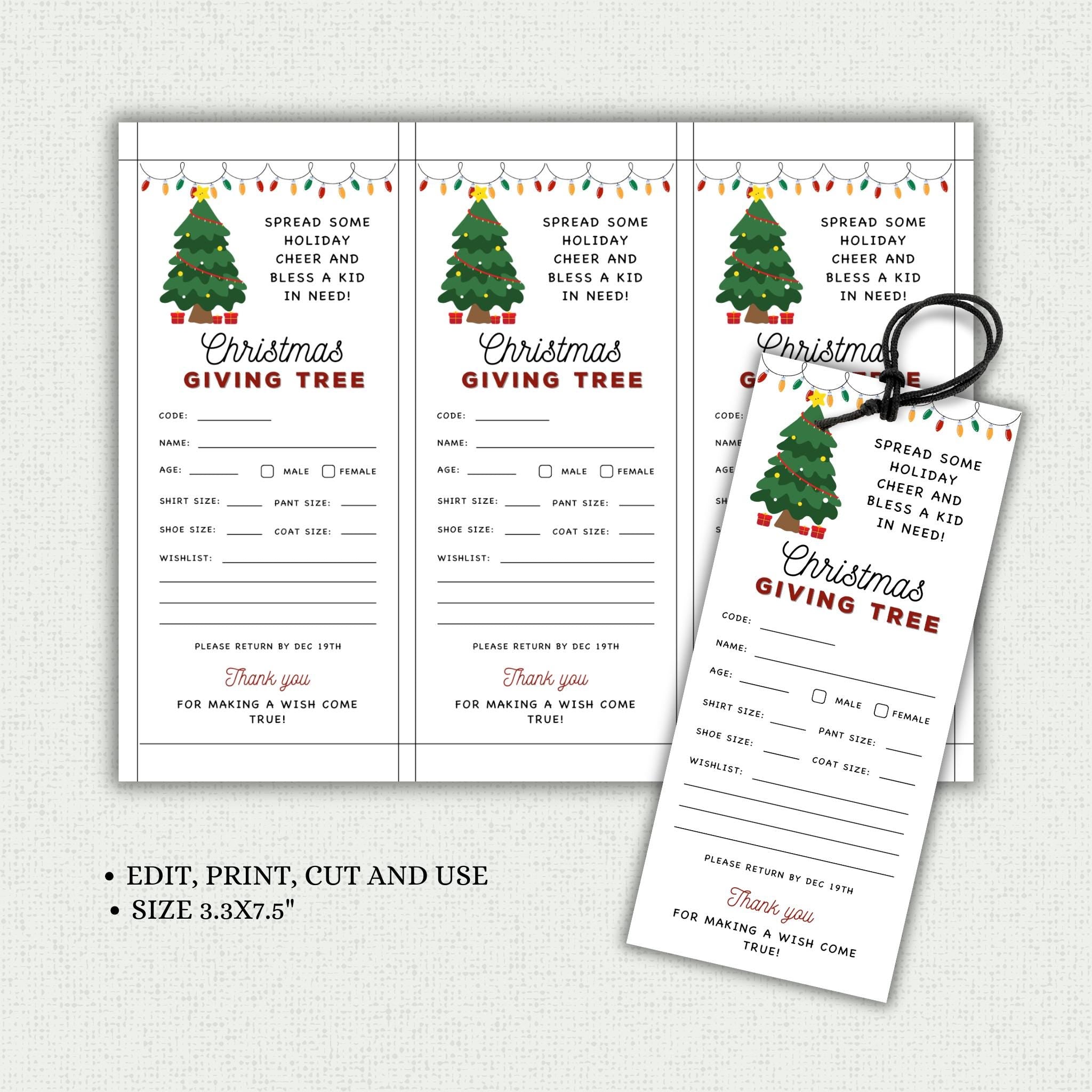 Christmas Giving Tree Fundraiser Flyer & Tags Template
