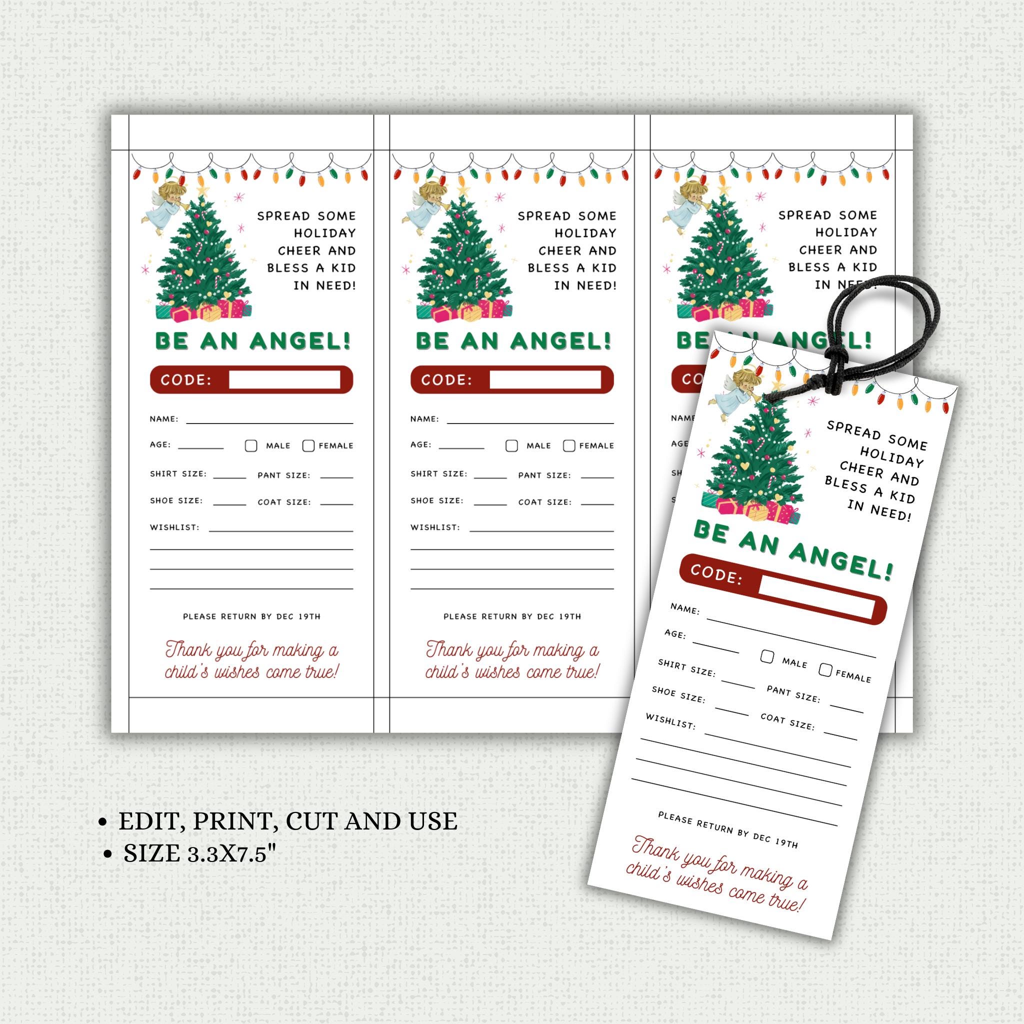 Christmas Angel Tree Fundraiser Flyer and Tags
