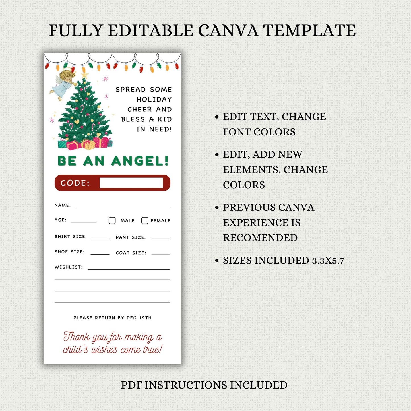 Christmas Be An Angel Tag Template