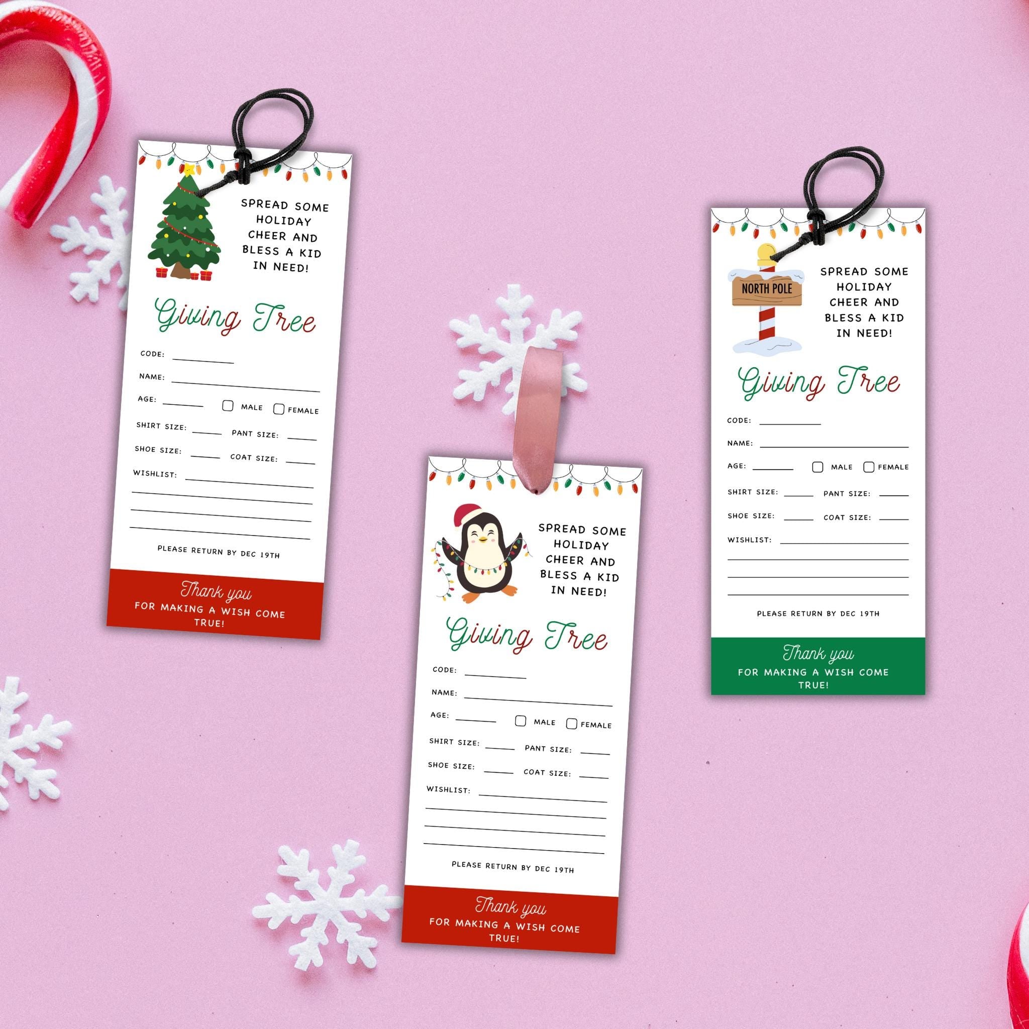 Christmas Giving Tree Tags Template