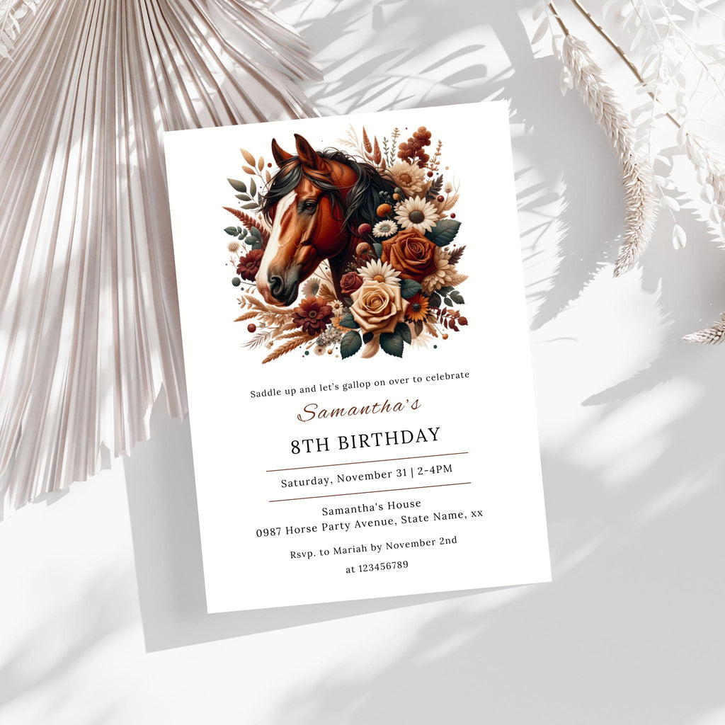 Editable Horse Birthday Invitation
