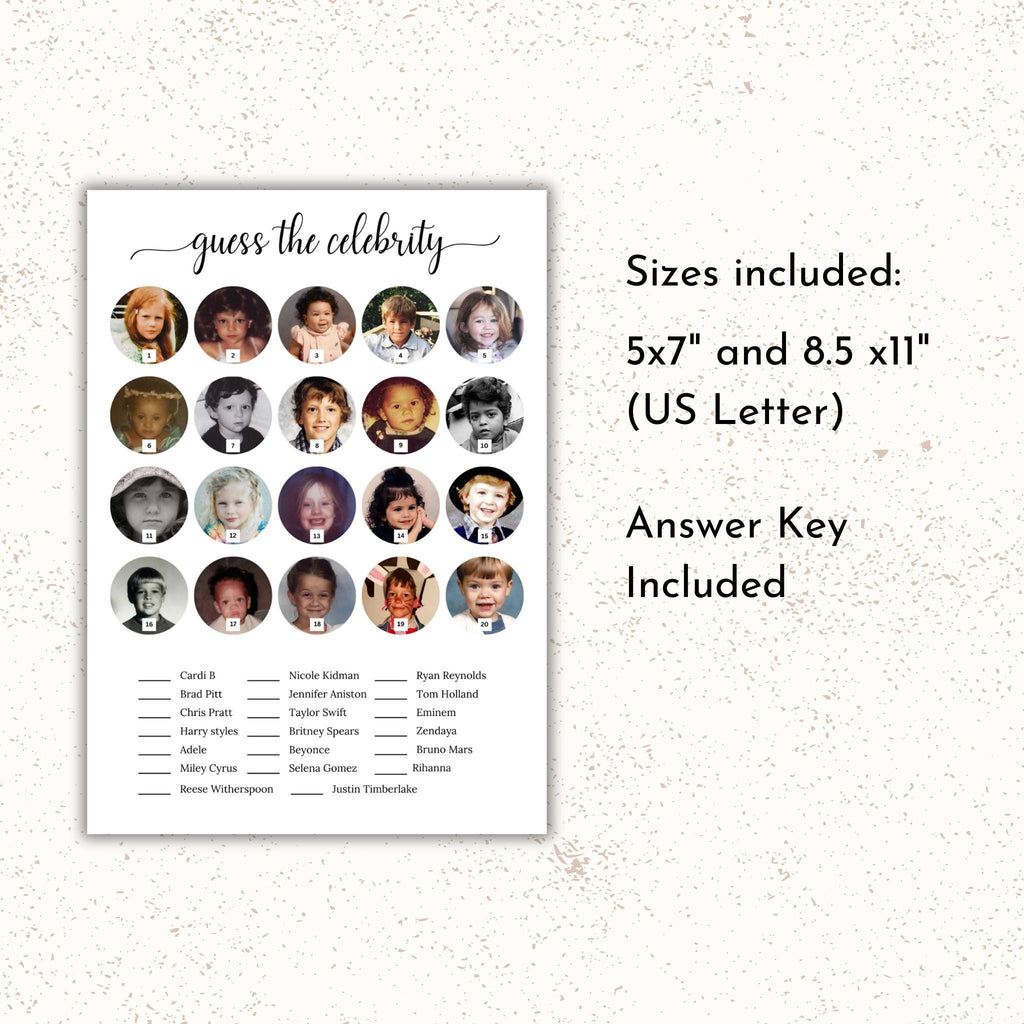 Guess The Celebrity Baby Shower Game