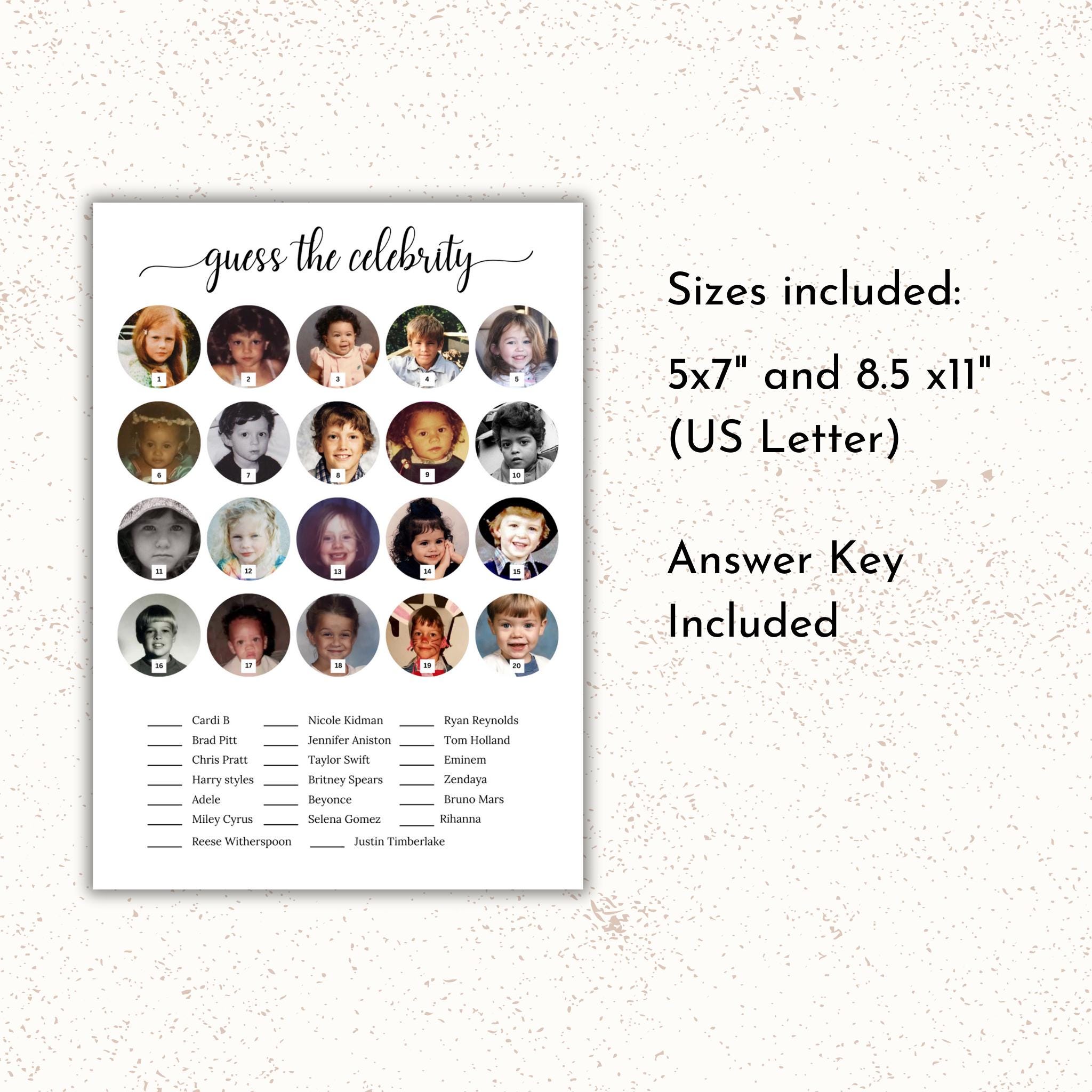 Guess The Celebrity Baby Shower Game