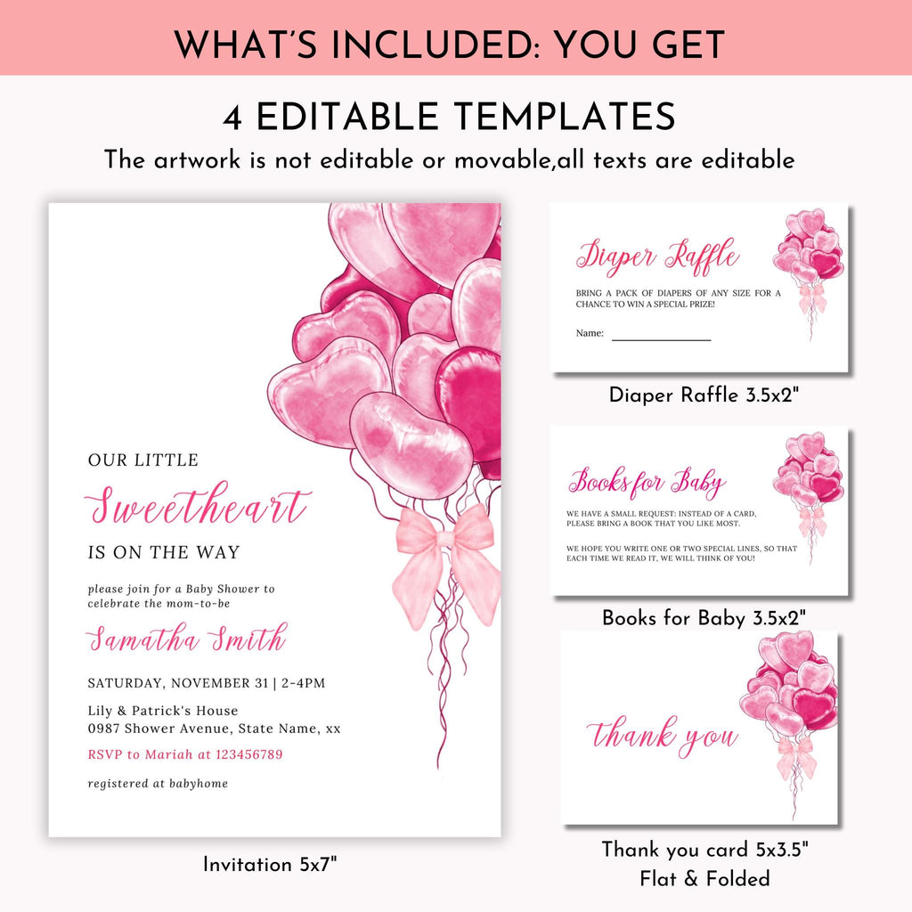 Valentine's Day Baby Shower Invitation Bundle