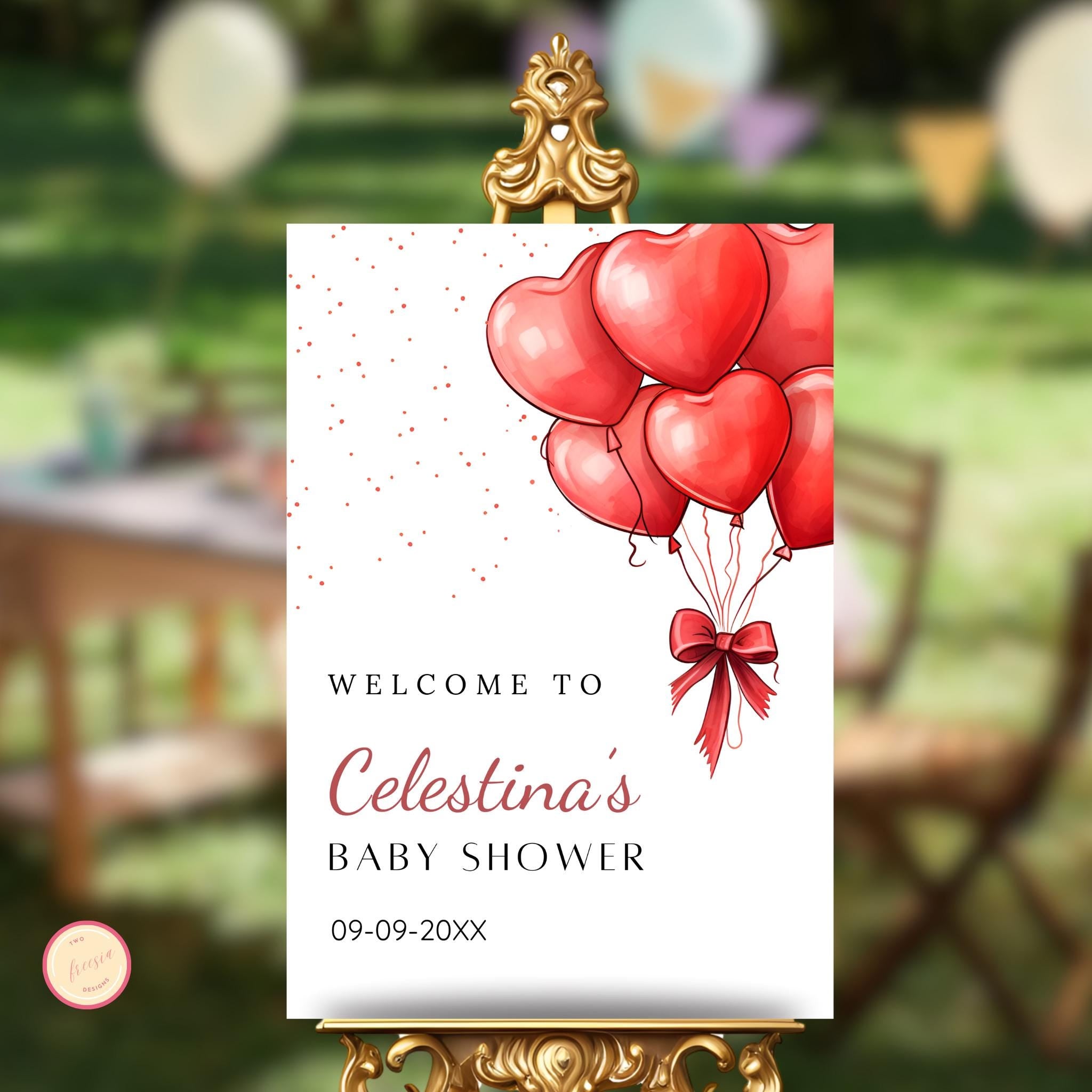 Valentine's Day Balloons Baby Shower Welcome Sign