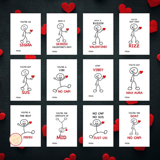 Gen Z Slang Valentine Cards | Ready to Print