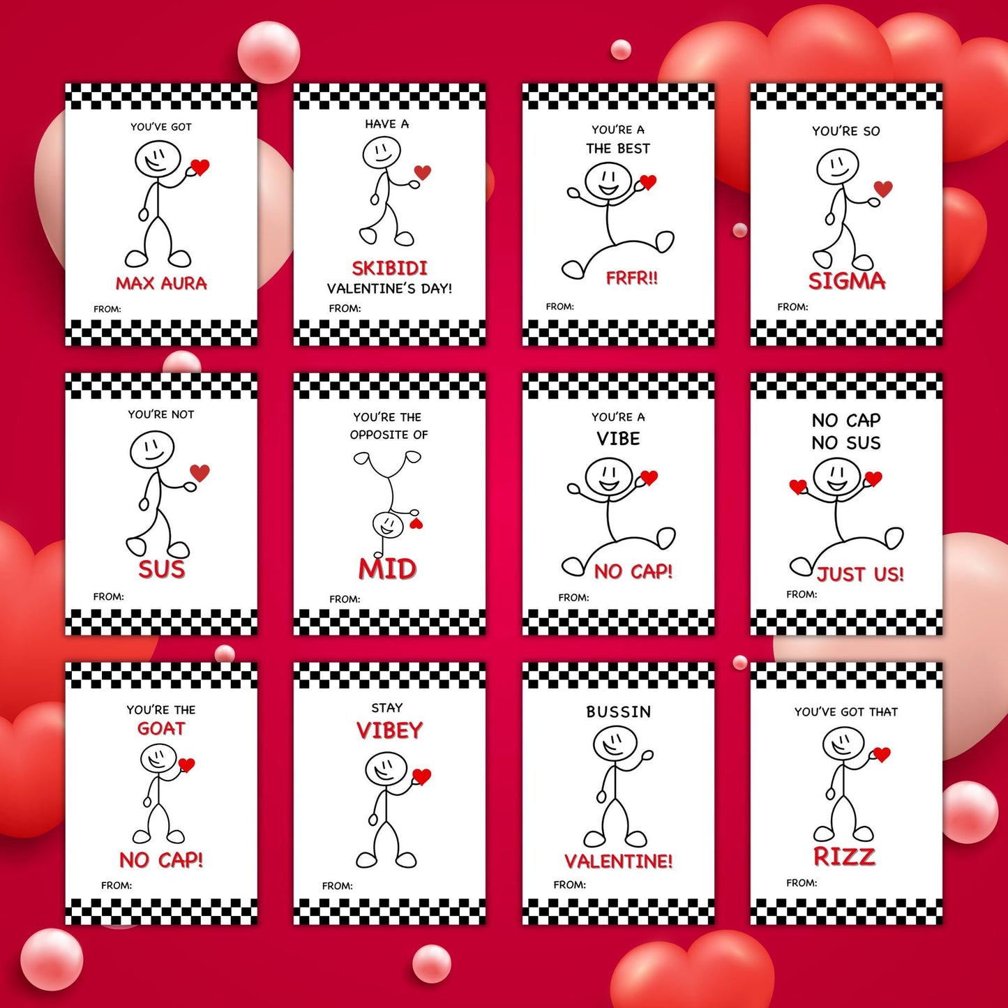 Gen Z Slang Valentine Cards | Ready to Print