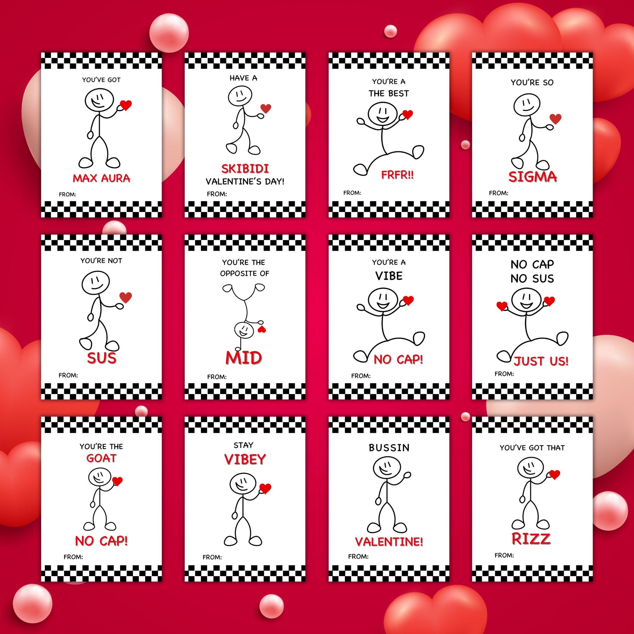 Gen Z Slang Valentine Cards | Ready to Print