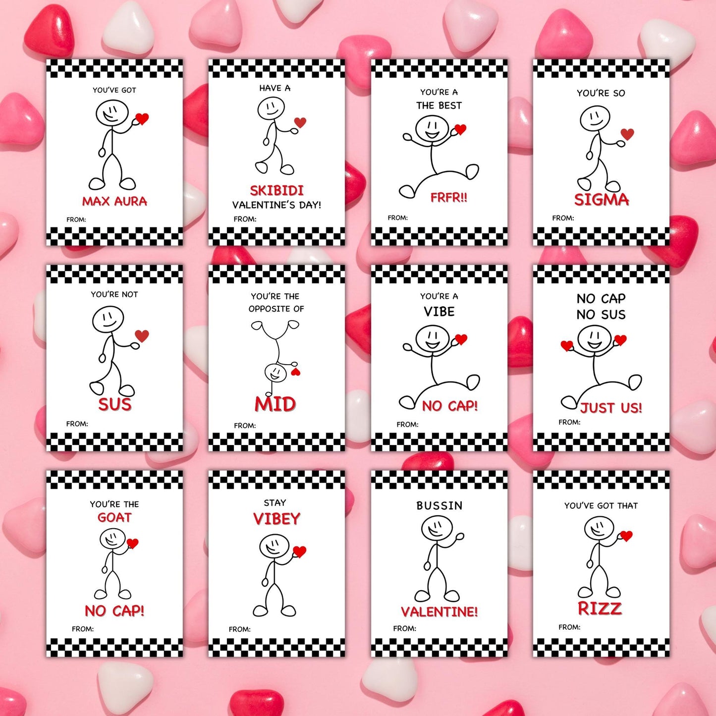 Gen Z Slang Valentine Cards | Ready to Print