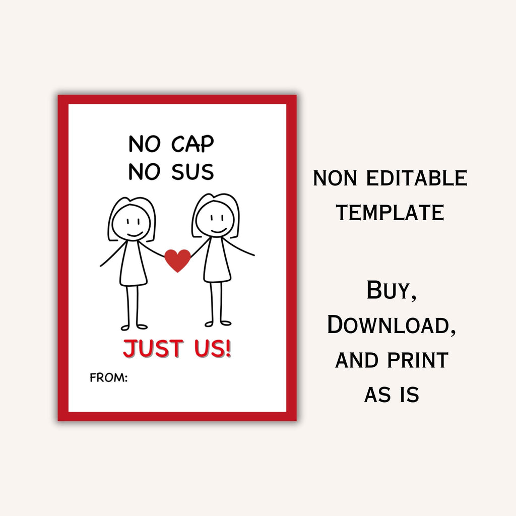 Gen Z Slang Valentine Cards, Funny Printable Classroom Valentine, Kids Tween Valentine's Day Gift, Tween Girl Valentine, Middle School Card