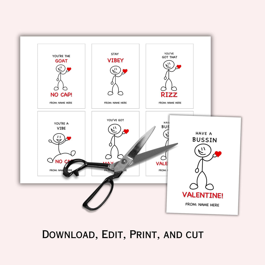 Editable Gen Z Slang Valentine Cards